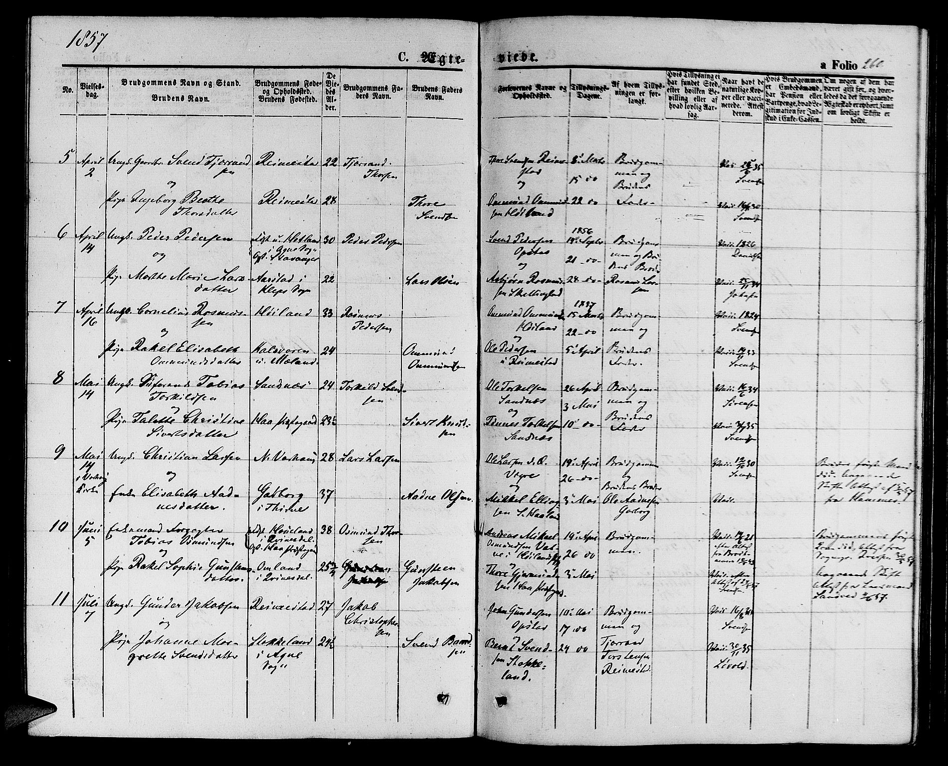 Hå sokneprestkontor, AV/SAST-A-101801/001/30BB/L0001: Parish register (copy) no. B 1, 1854-1883, p. 260