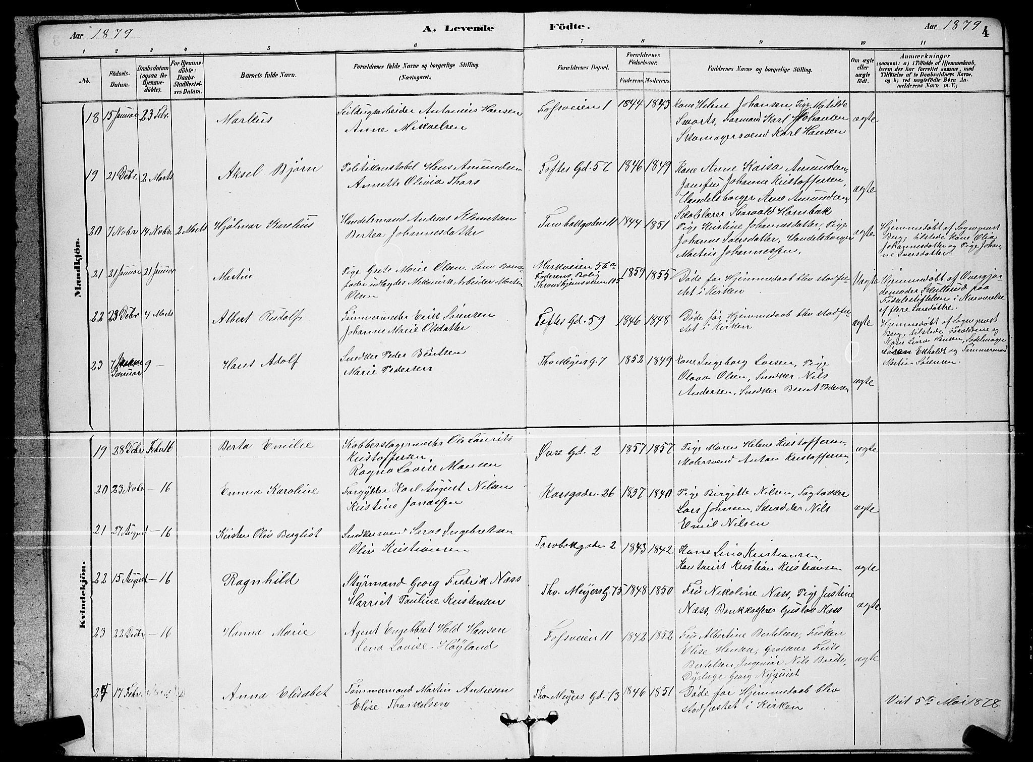 Paulus prestekontor Kirkebøker, AV/SAO-A-10871/G/Ga/L0002: Parish register (copy) no. 2, 1879-1887, p. 4