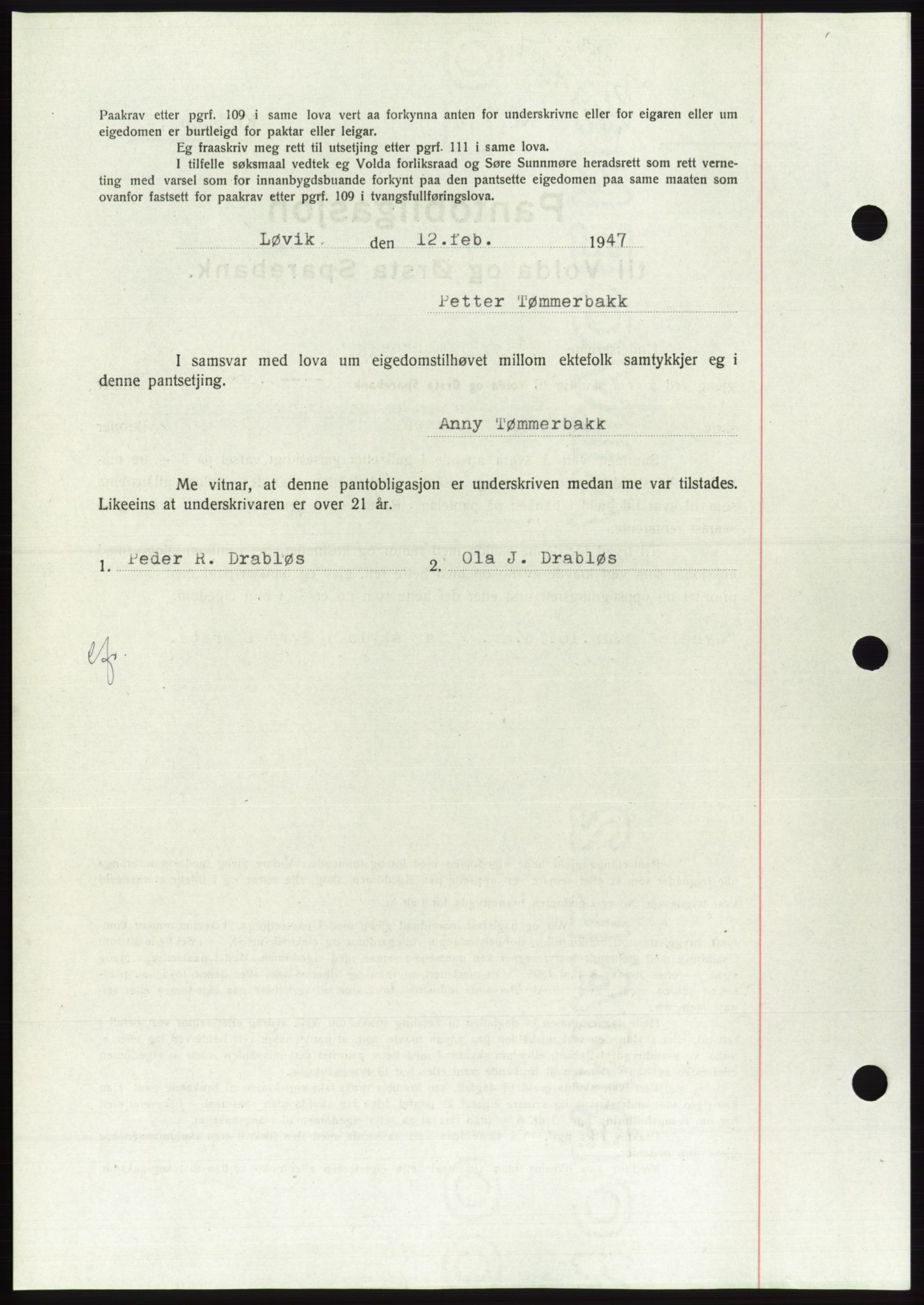 Søre Sunnmøre sorenskriveri, AV/SAT-A-4122/1/2/2C/L0114: Mortgage book no. 1-2B, 1943-1947, Diary no: : 233/1947