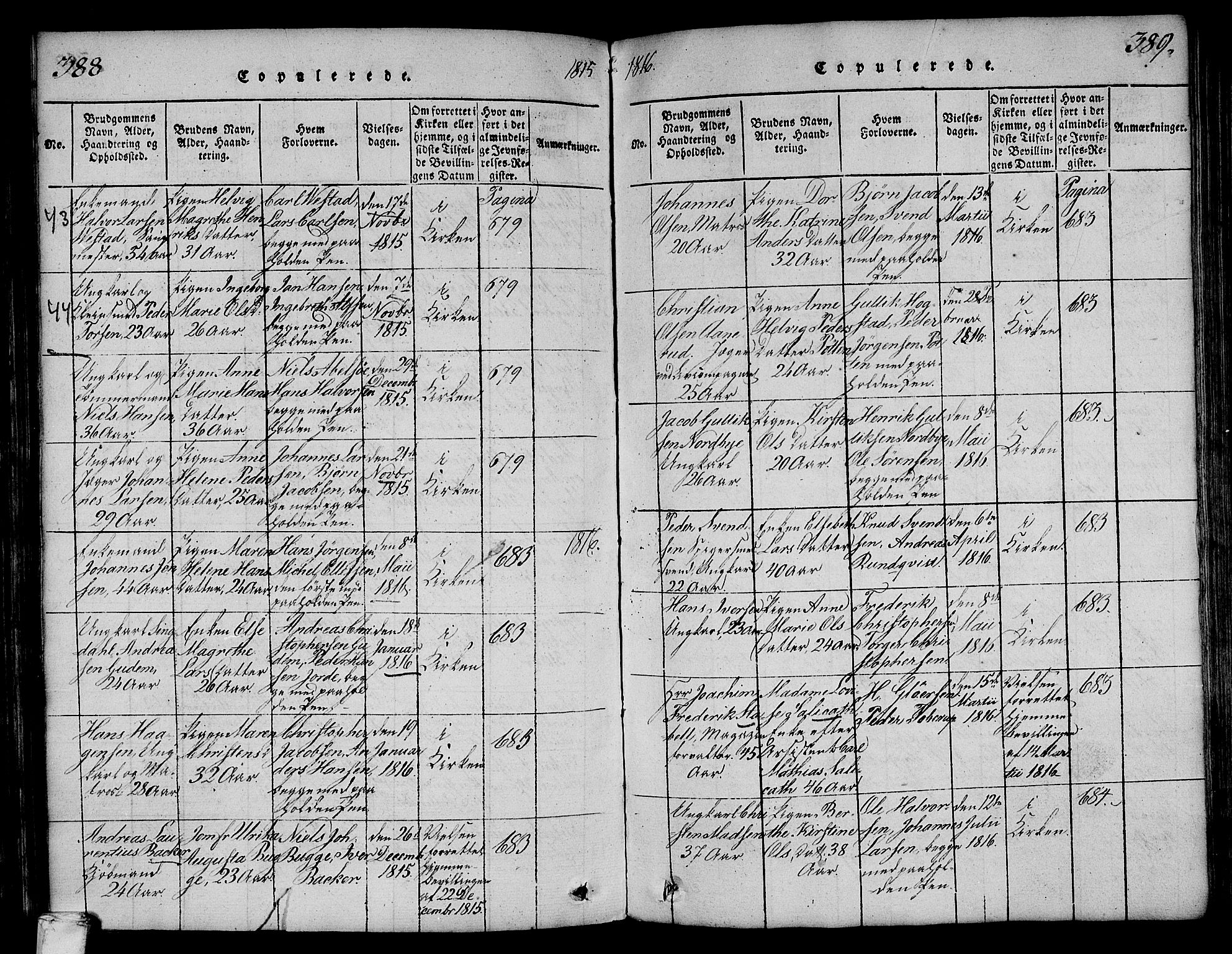 Larvik kirkebøker, SAKO/A-352/F/Fa/L0001: Parish register (official) no. I 1, 1814-1825, p. 388-389