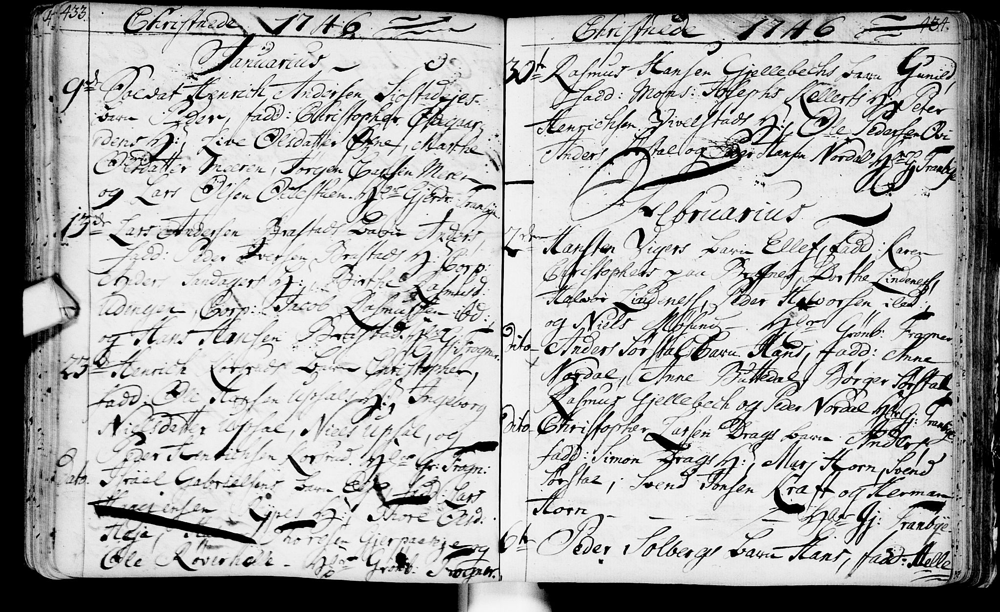 Lier kirkebøker, AV/SAKO-A-230/F/Fa/L0003: Parish register (official) no. I 3, 1727-1748, p. 433-434