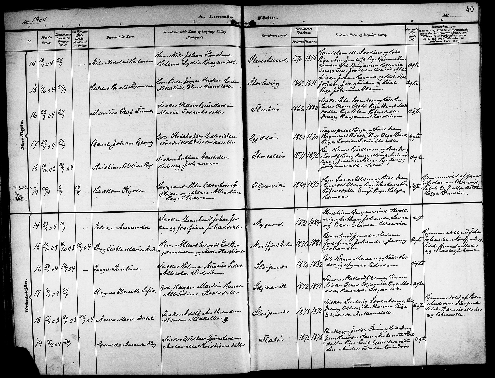 Ministerialprotokoller, klokkerbøker og fødselsregistre - Nordland, AV/SAT-A-1459/841/L0621: Parish register (copy) no. 841C05, 1897-1923, p. 40