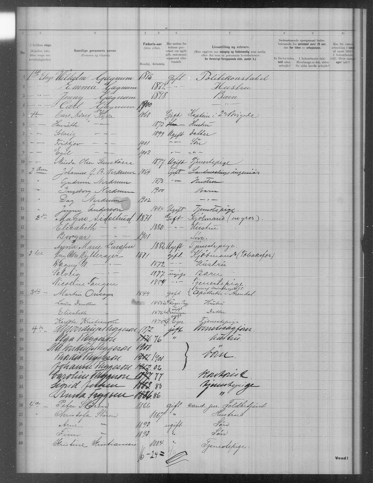 OBA, Municipal Census 1902 for Kristiania, 1902, p. 12916