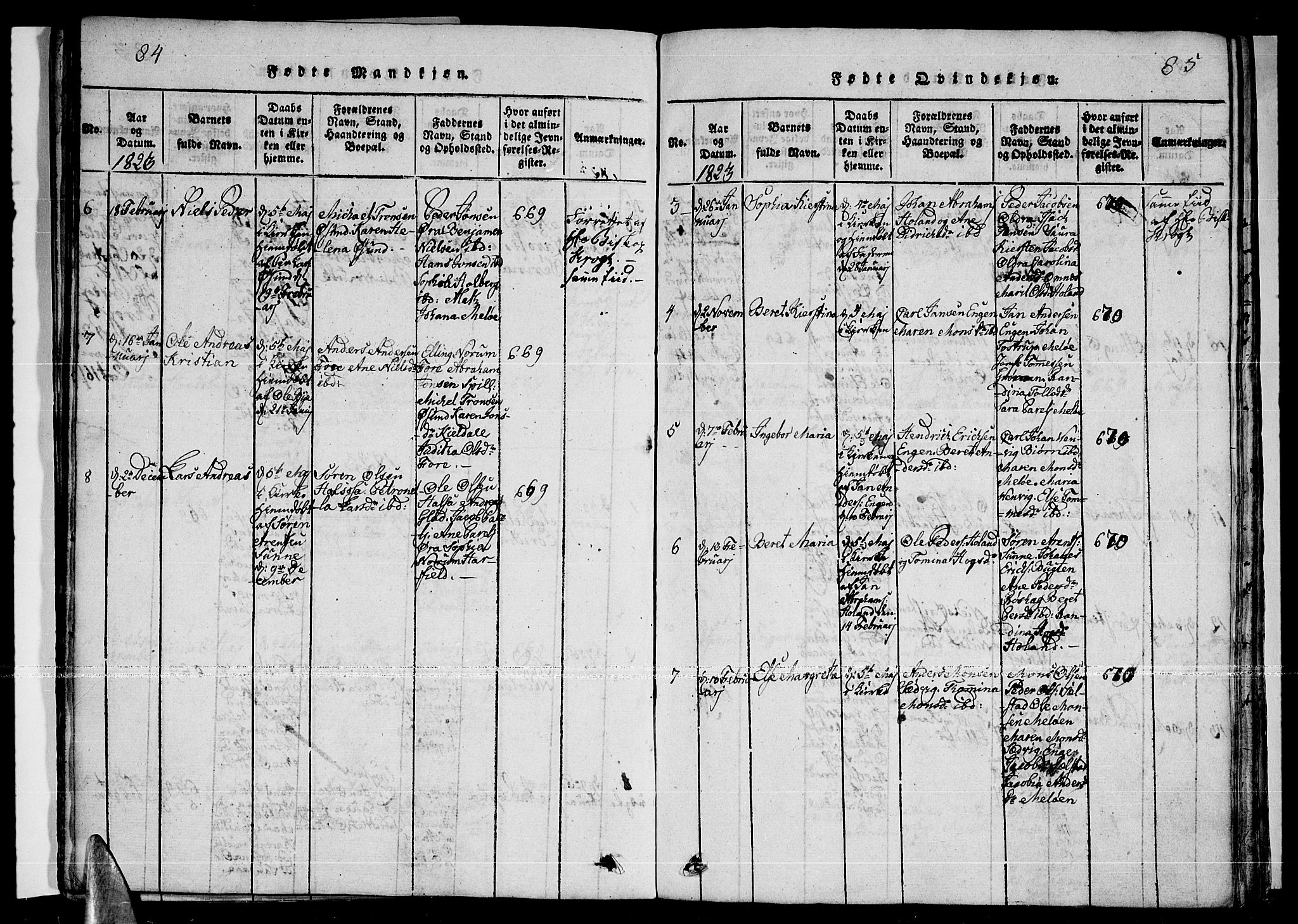 Ministerialprotokoller, klokkerbøker og fødselsregistre - Nordland, AV/SAT-A-1459/841/L0593: Parish register (official) no. 841A04 /2, 1820-1825, p. 84-85