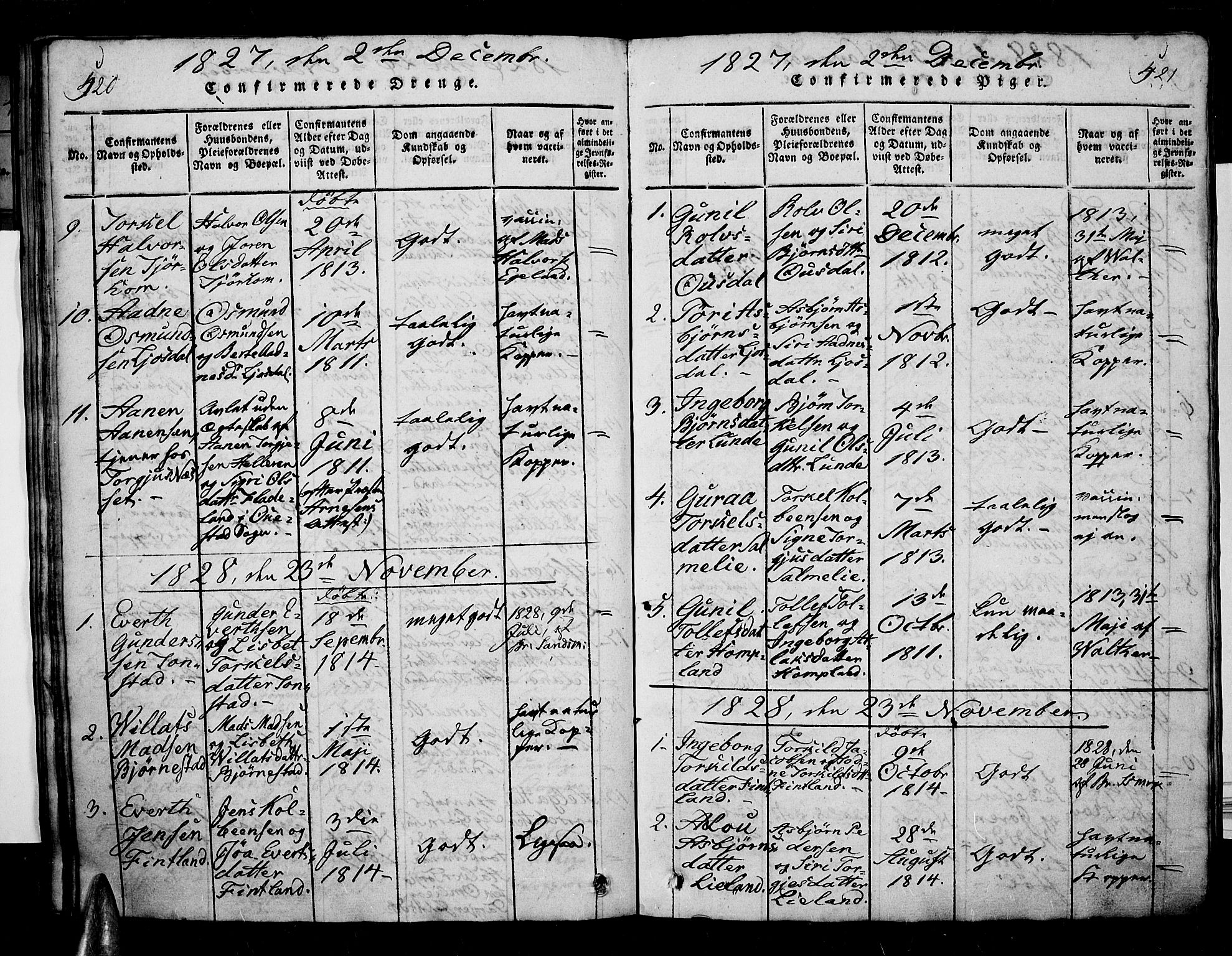 Sirdal sokneprestkontor, SAK/1111-0036/F/Fa/Fab/L0001: Parish register (official) no. A 1, 1815-1834, p. 520-521