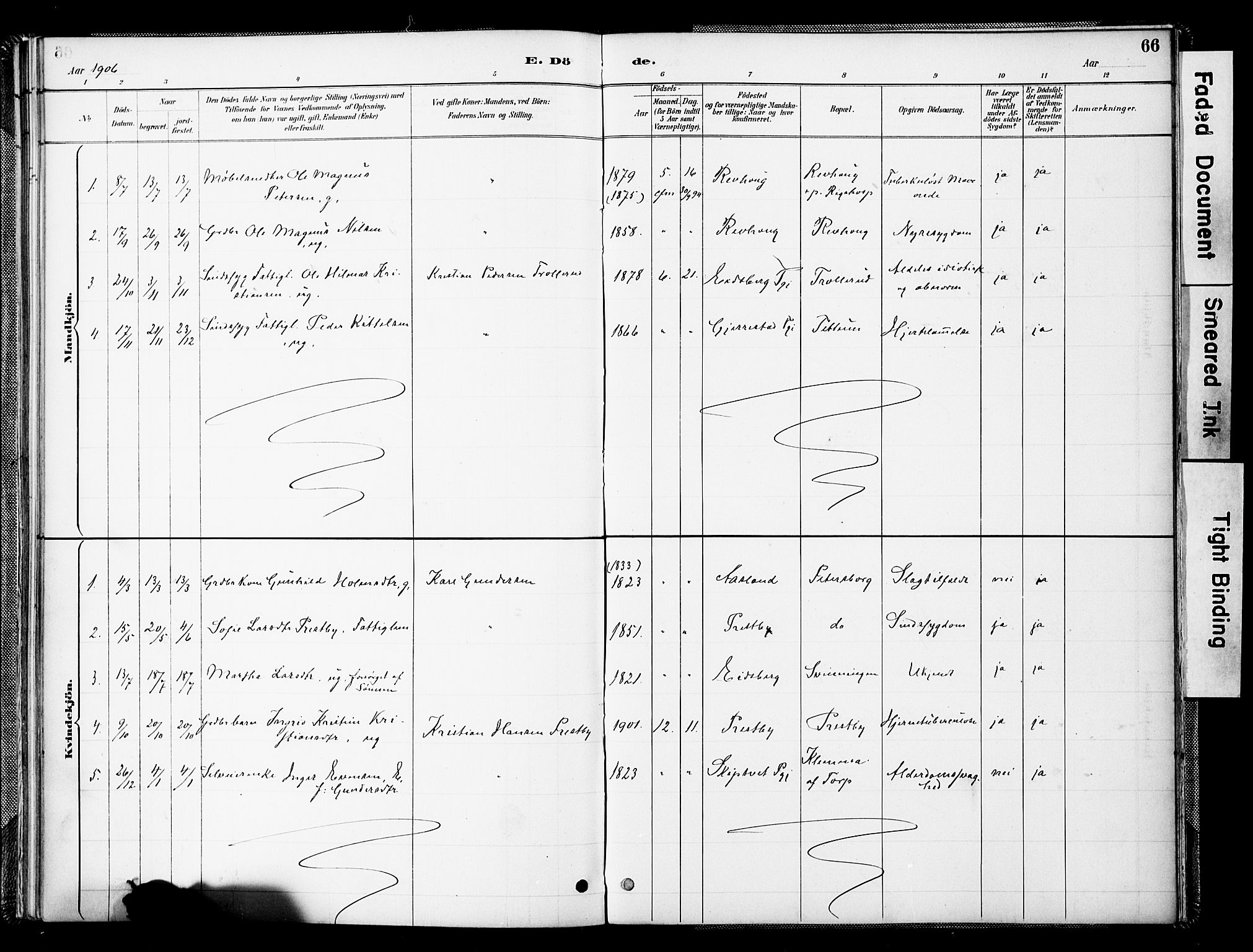 Spydeberg prestekontor Kirkebøker, AV/SAO-A-10924/F/Fc/L0001: Parish register (official) no. III 1, 1886-1907, p. 66