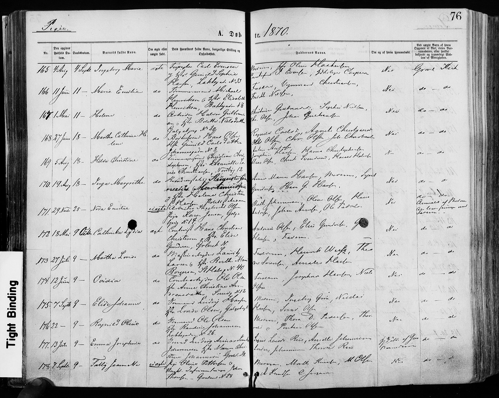Grønland prestekontor Kirkebøker, SAO/A-10848/F/Fa/L0004: Parish register (official) no. 4, 1869-1880, p. 76