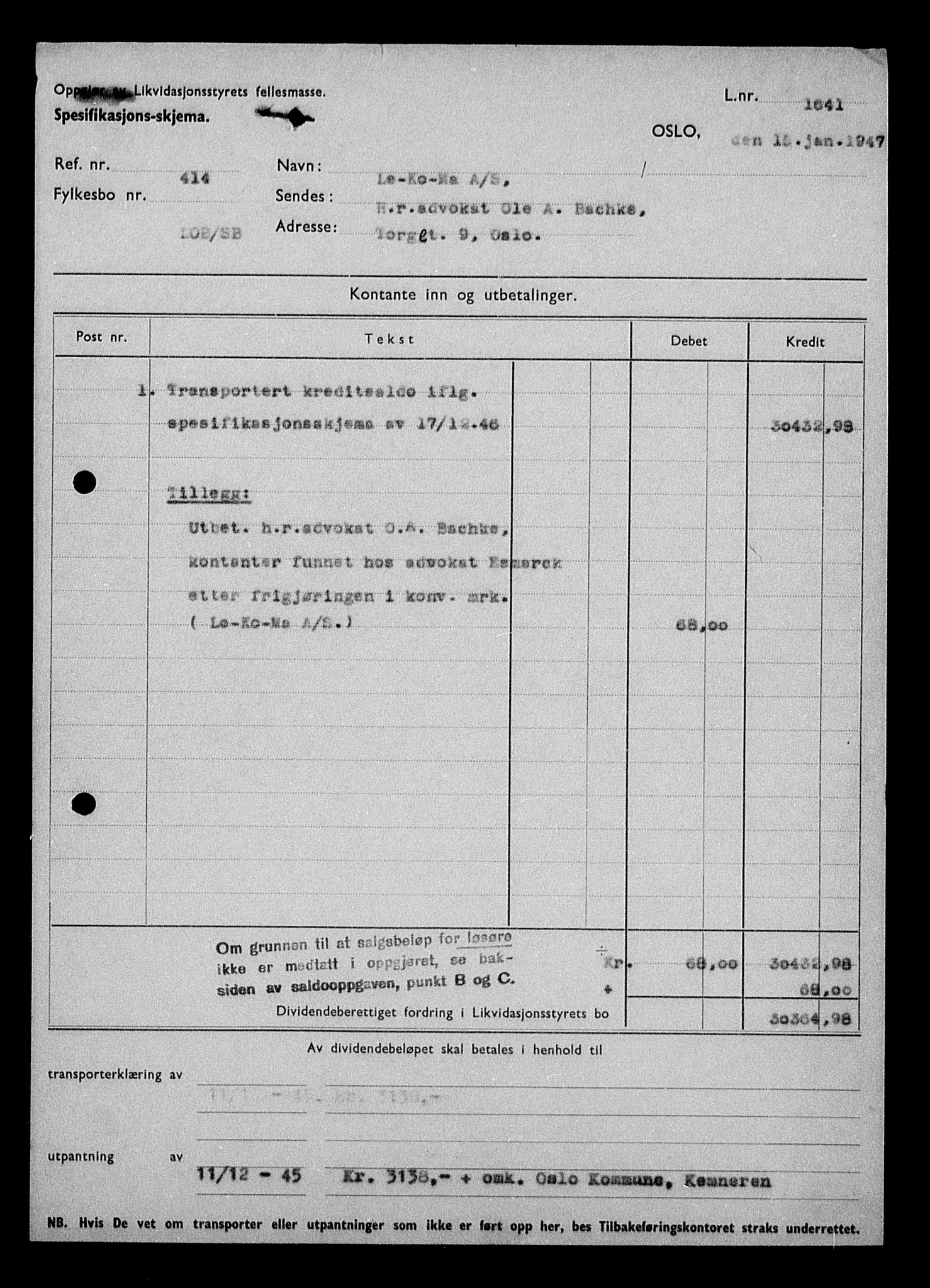 Justisdepartementet, Tilbakeføringskontoret for inndratte formuer, RA/S-1564/H/Hc/Hcc/L0978: --, 1945-1947, p. 100