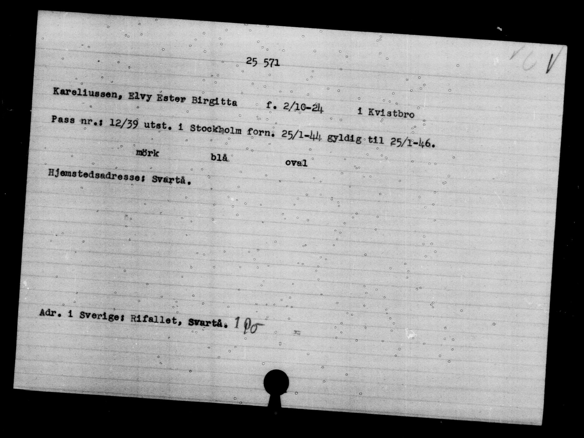 Den Kgl. Norske Legasjons Flyktningskontor, RA/S-6753/V/Va/L0011: Kjesäterkartoteket.  Flyktningenr. 25300-28349, 1940-1945, p. 285