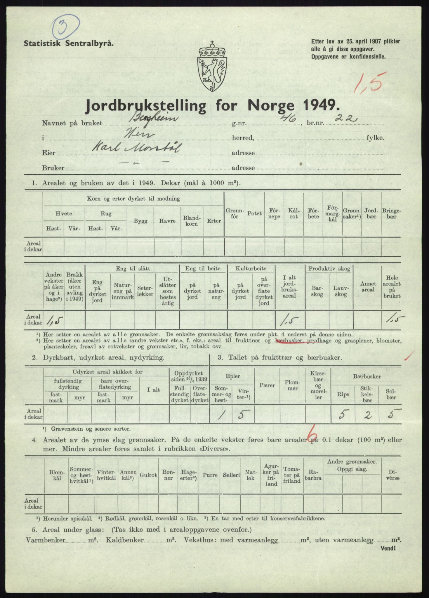 Statistisk sentralbyrå, Næringsøkonomiske emner, Jordbruk, skogbruk, jakt, fiske og fangst, AV/RA-S-2234/G/Gc/L0323: Møre og Romsdal: Grytten og Hen, 1949, p. 471