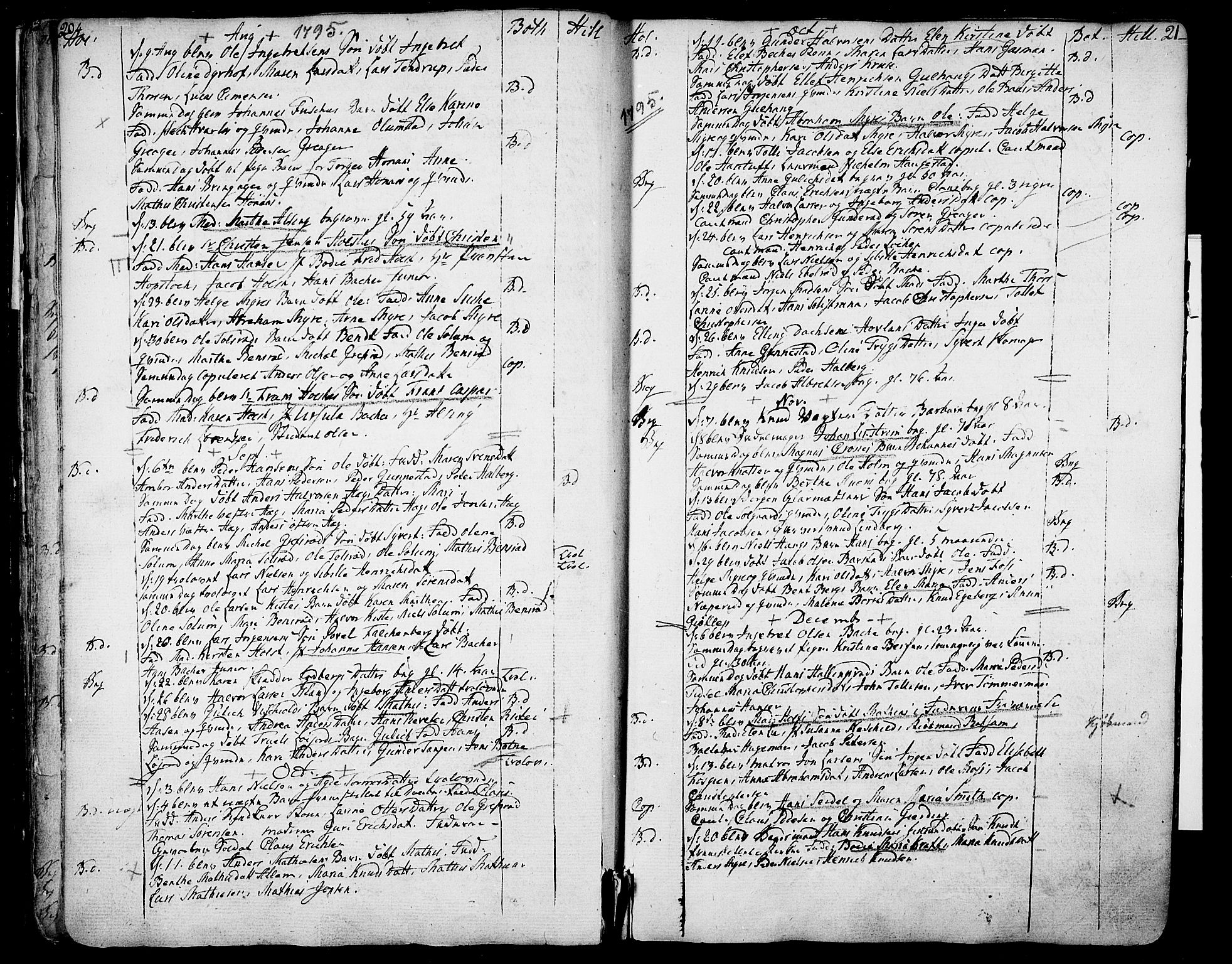 Botne kirkebøker, SAKO/A-340/F/Fa/L0003: Parish register (official) no. I 3 /1, 1792-1844, p. 20-21
