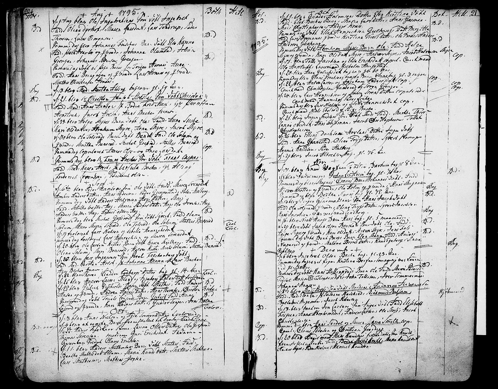 Botne kirkebøker, AV/SAKO-A-340/F/Fa/L0003: Parish register (official) no. I 3 /1, 1792-1844, p. 20-21