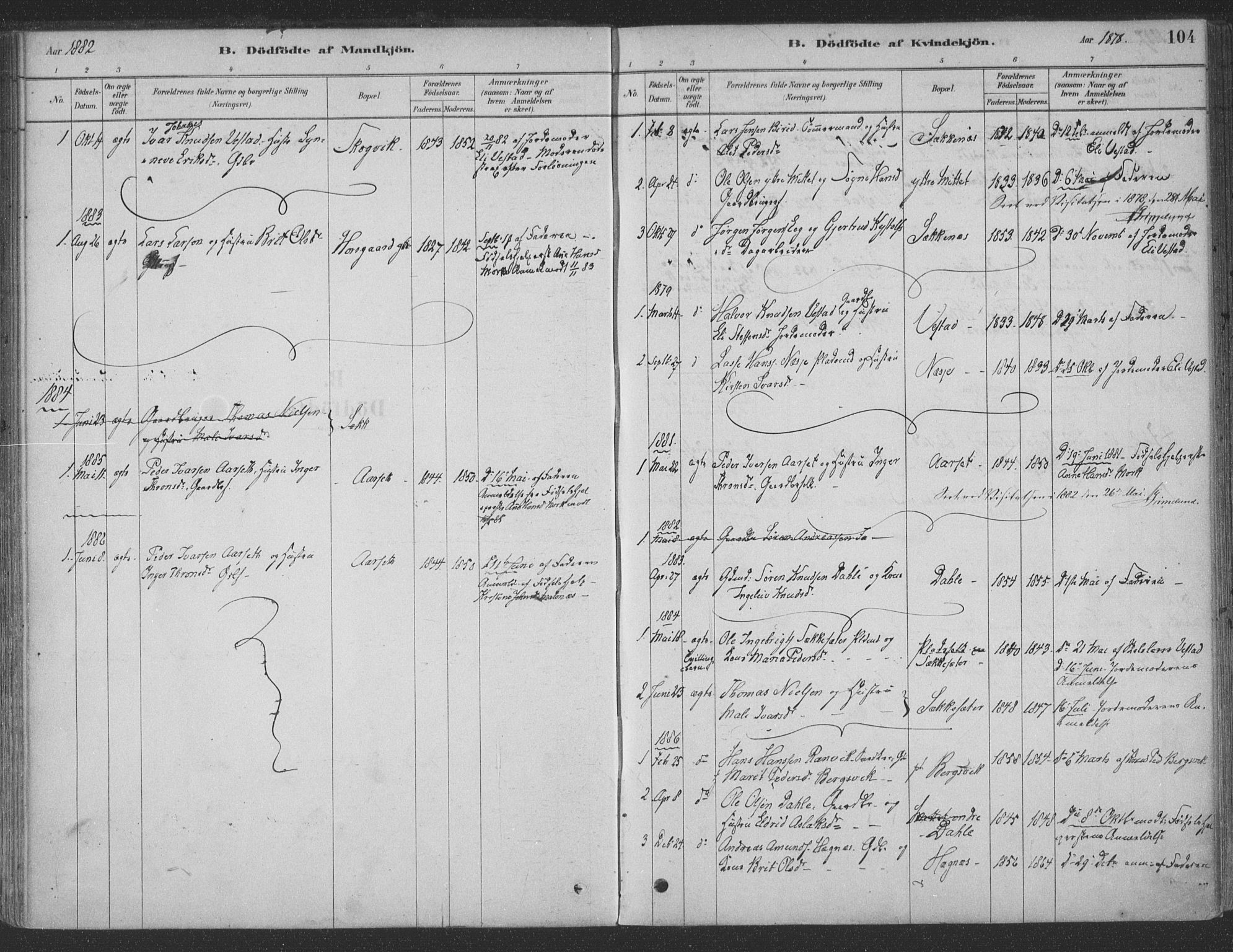 Ministerialprotokoller, klokkerbøker og fødselsregistre - Møre og Romsdal, SAT/A-1454/547/L0604: Parish register (official) no. 547A06, 1878-1906, p. 104