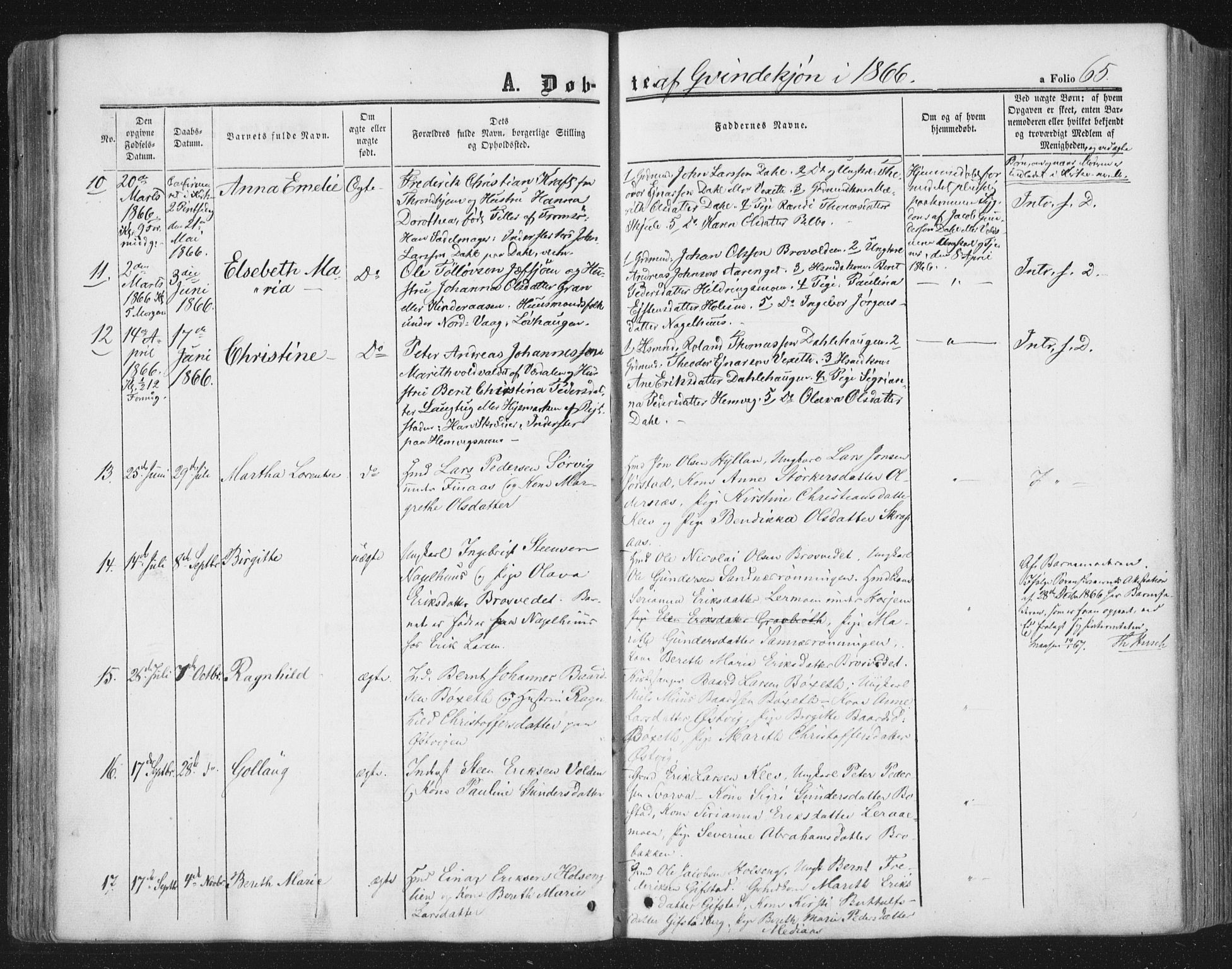 Ministerialprotokoller, klokkerbøker og fødselsregistre - Nord-Trøndelag, SAT/A-1458/749/L0472: Parish register (official) no. 749A06, 1857-1873, p. 65