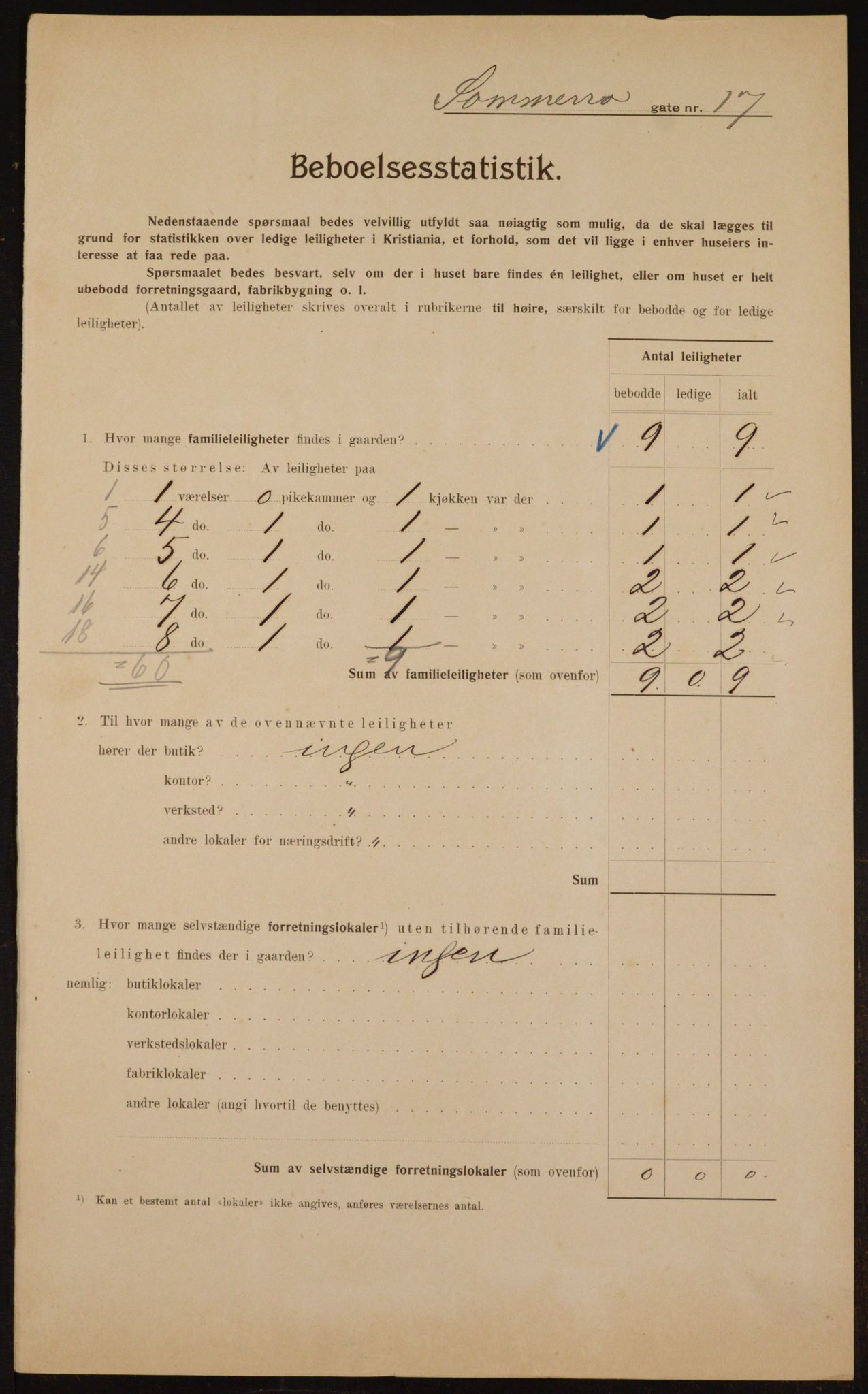 OBA, Municipal Census 1910 for Kristiania, 1910, p. 95064