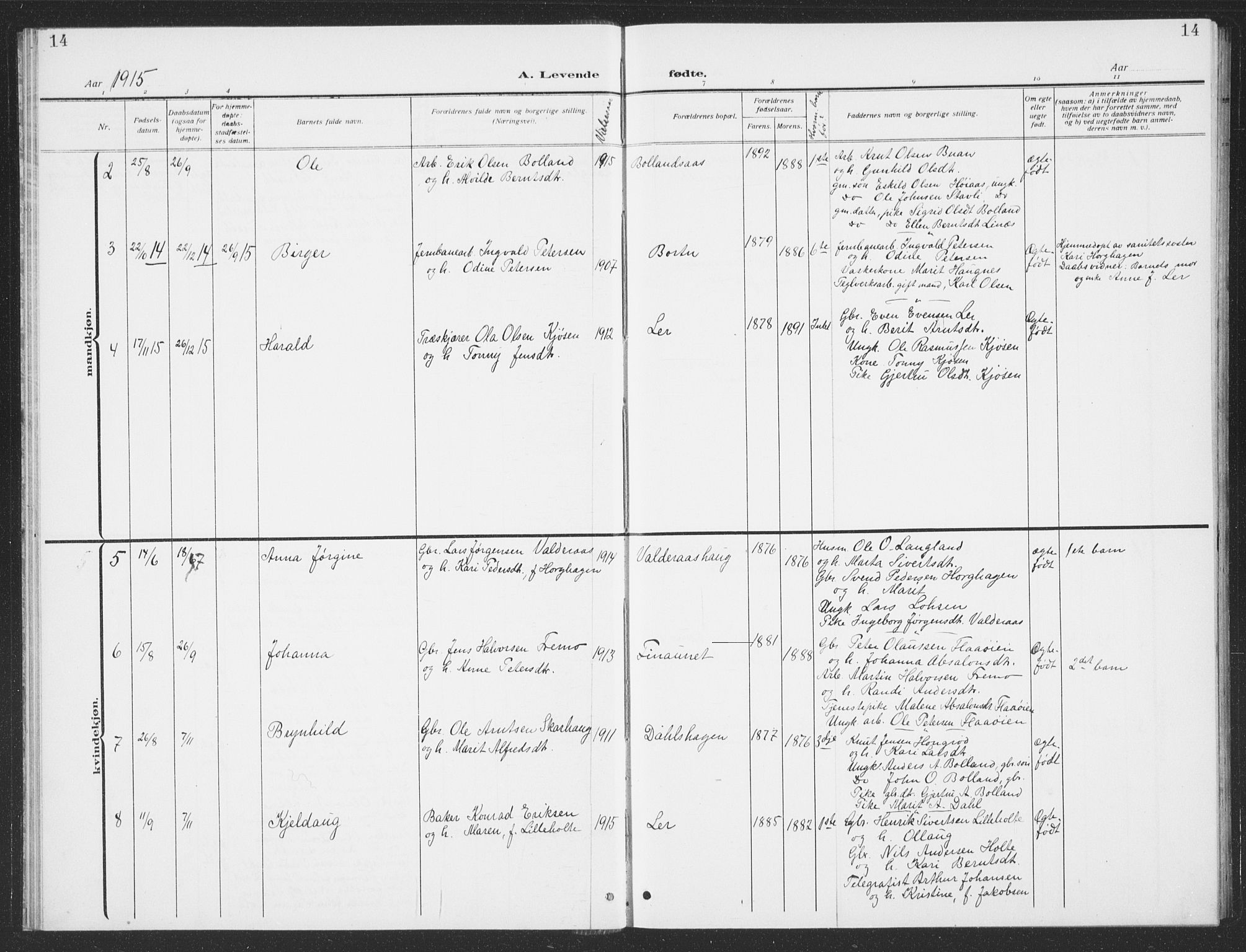 Ministerialprotokoller, klokkerbøker og fødselsregistre - Sør-Trøndelag, SAT/A-1456/693/L1124: Parish register (copy) no. 693C05, 1911-1941, p. 14