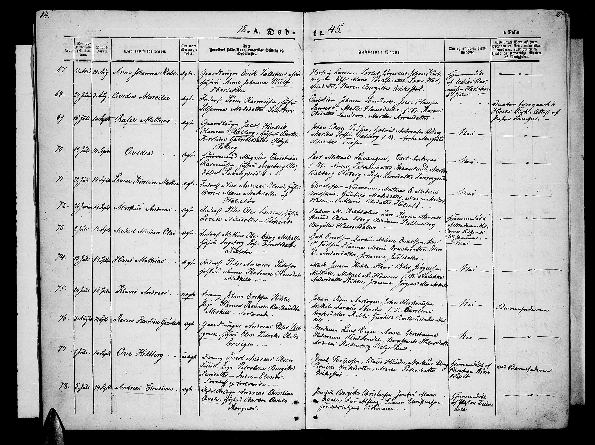 Trondenes sokneprestkontor, AV/SATØ-S-1319/H/Hb/L0006klokker: Parish register (copy) no. 6, 1845-1855, p. 14-15