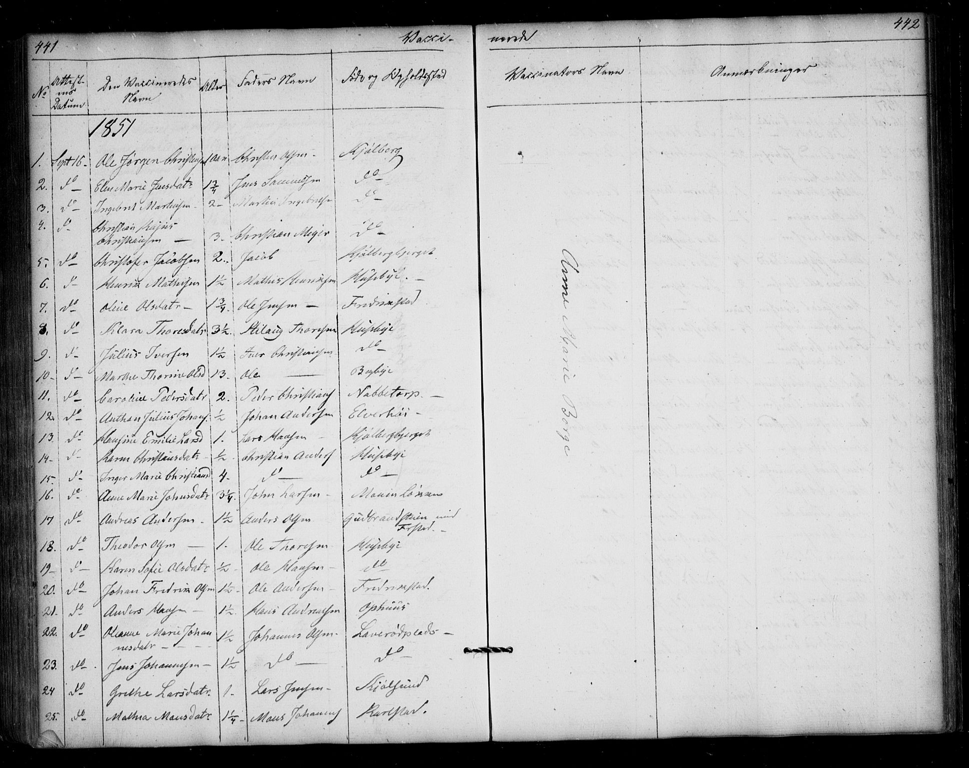 Borge prestekontor Kirkebøker, SAO/A-10903/F/Fa/L0005: Parish register (official) no. I 5, 1848-1860, p. 441-442