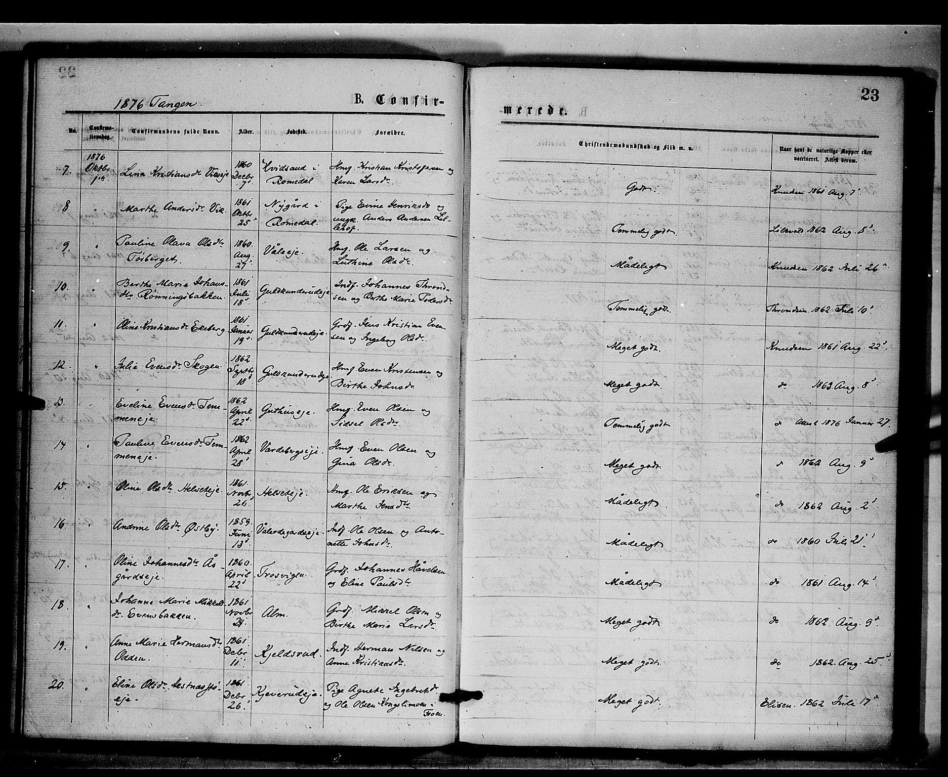 Stange prestekontor, SAH/PREST-002/K/L0016: Parish register (official) no. 16, 1874-1879, p. 23