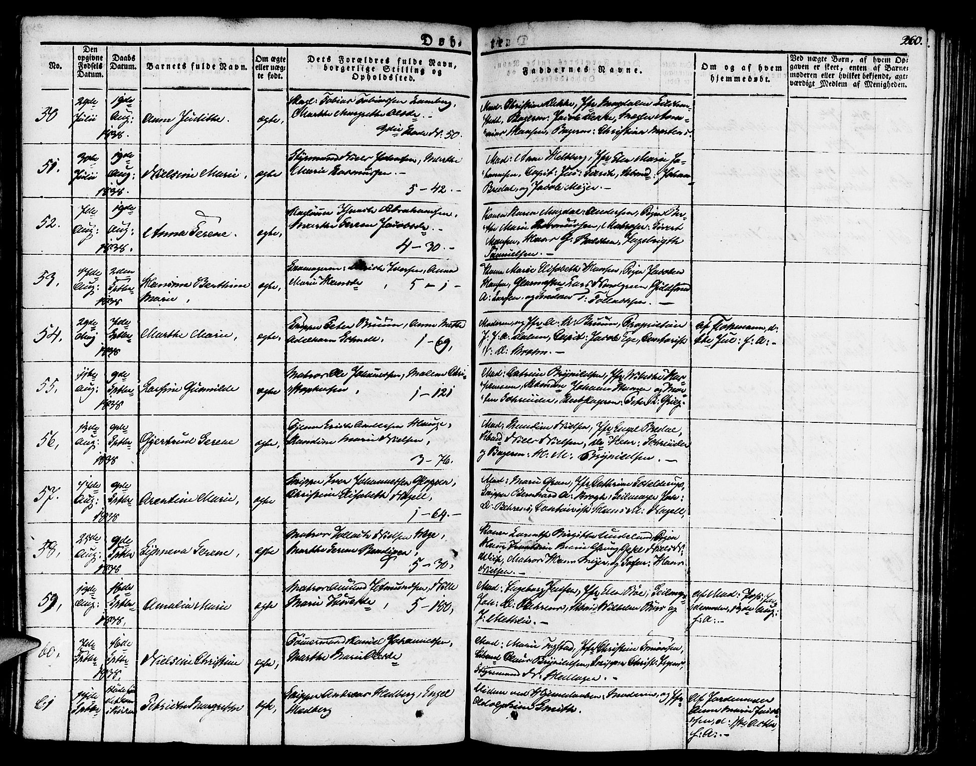 Nykirken Sokneprestembete, SAB/A-77101/H/Haa/L0012: Parish register (official) no. A 12, 1821-1844, p. 260