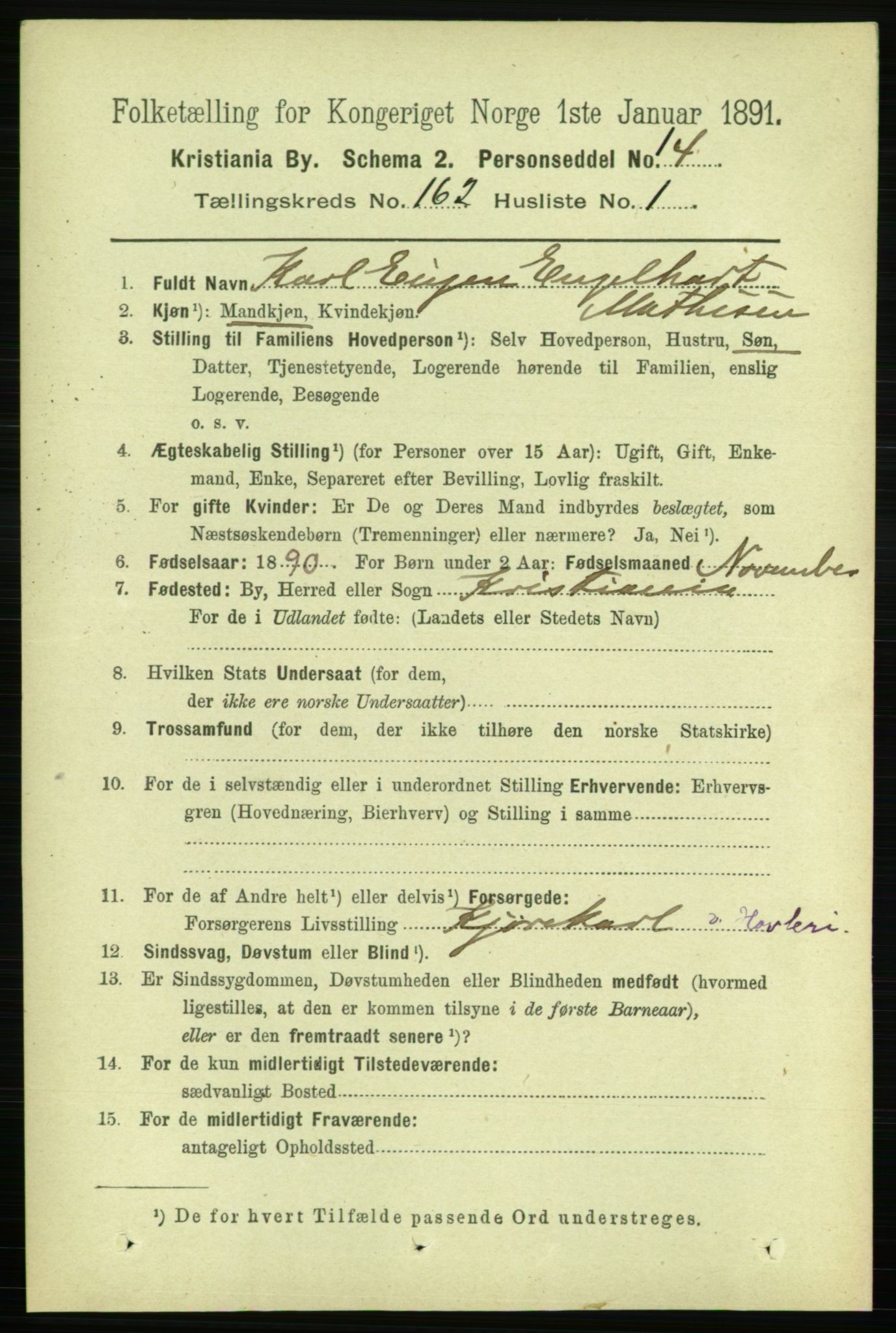 RA, 1891 census for 0301 Kristiania, 1891, p. 92593