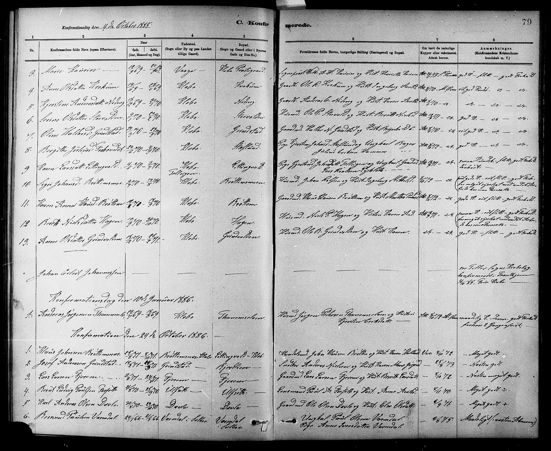 Ministerialprotokoller, klokkerbøker og fødselsregistre - Sør-Trøndelag, AV/SAT-A-1456/618/L0452: Parish register (copy) no. 618C03, 1884-1906, p. 79