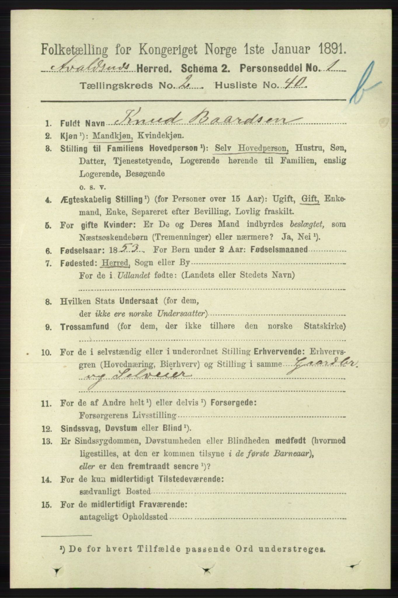 RA, 1891 census for 1147 Avaldsnes, 1891, p. 2196