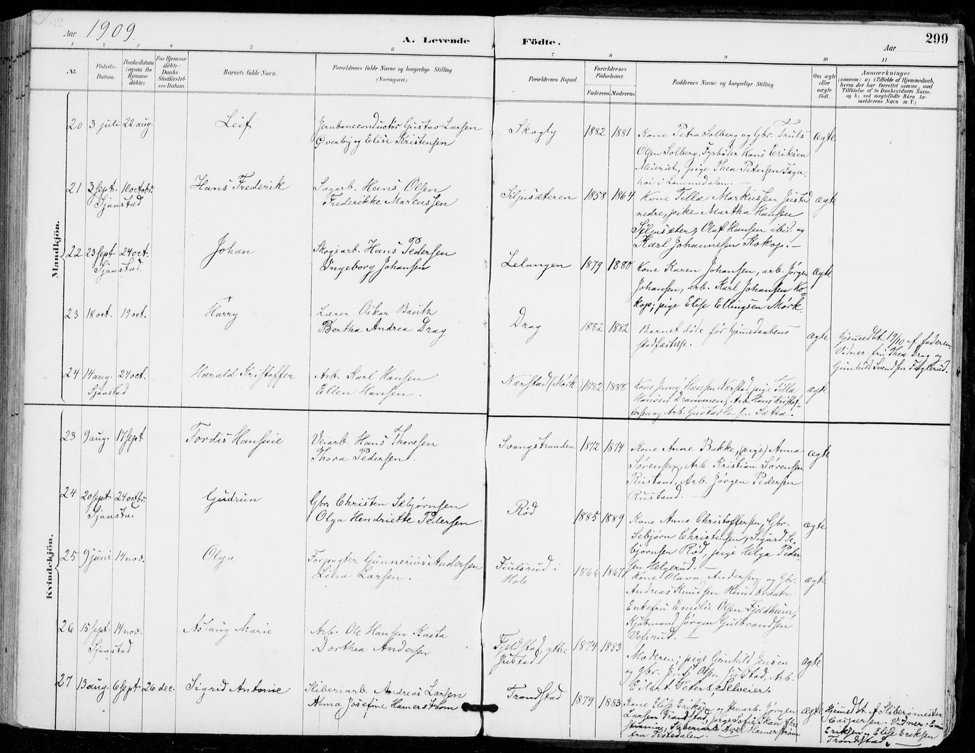 Sylling kirkebøker, AV/SAKO-A-247/F/Fa/L0001: Parish register (official) no. 1, 1883-1910, p. 299