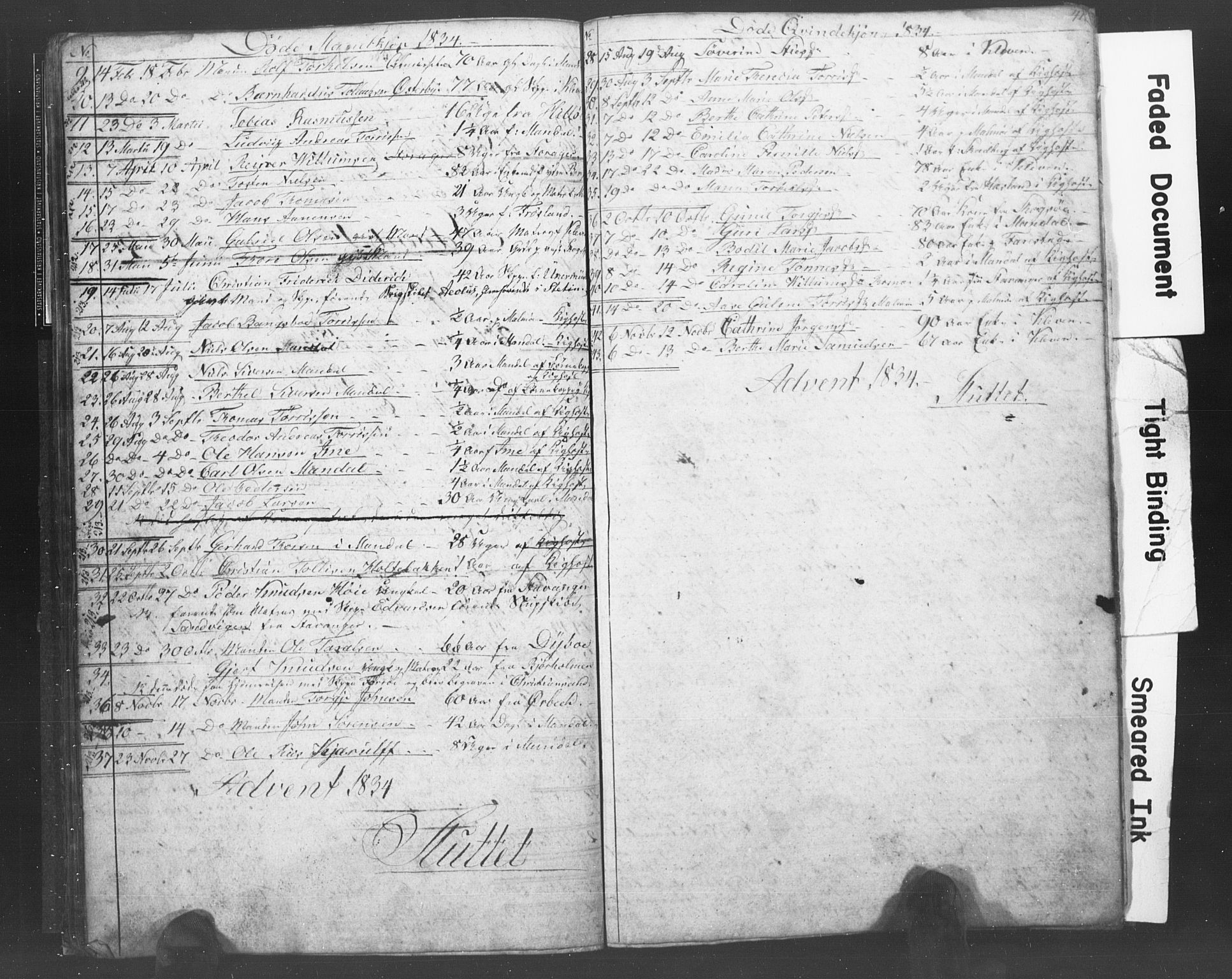 Mandal sokneprestkontor, SAK/1111-0030/F/Fb/Fba/L0003: Parish register (copy) no. B 1B, 1831-1834, p. 41