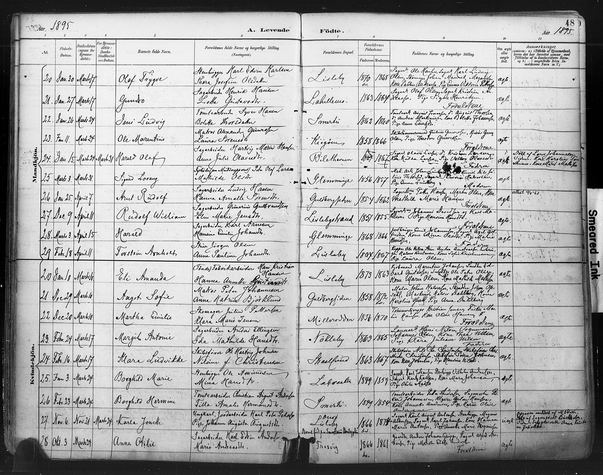 Glemmen prestekontor Kirkebøker, SAO/A-10908/F/Fa/L0013: Parish register (official) no. 13, 1892-1907, p. 48