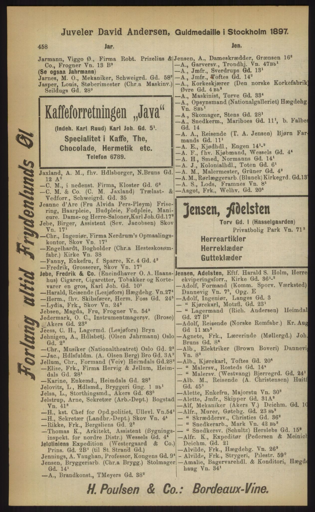 Kristiania/Oslo adressebok, PUBL/-, 1903, p. 458