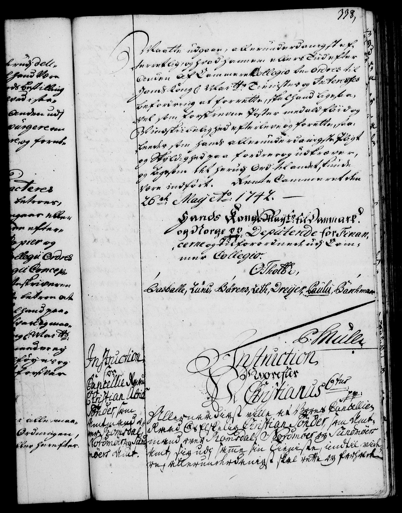 Rentekammeret, Kammerkanselliet, RA/EA-3111/G/Gg/Ggi/L0002: Norsk instruksjonsprotokoll med register (merket RK 53.35), 1729-1751, p. 338