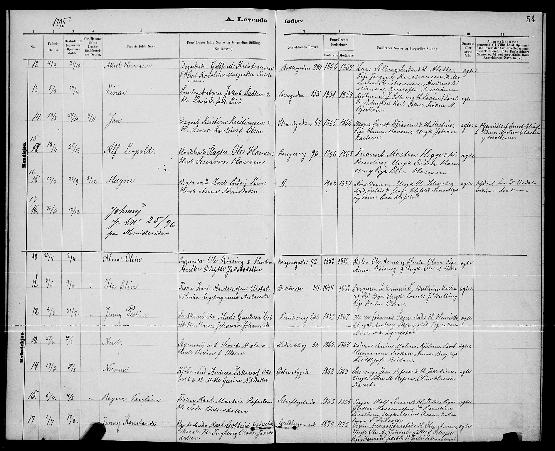 Ministerialprotokoller, klokkerbøker og fødselsregistre - Nord-Trøndelag, AV/SAT-A-1458/739/L0374: Parish register (copy) no. 739C02, 1883-1898, p. 54