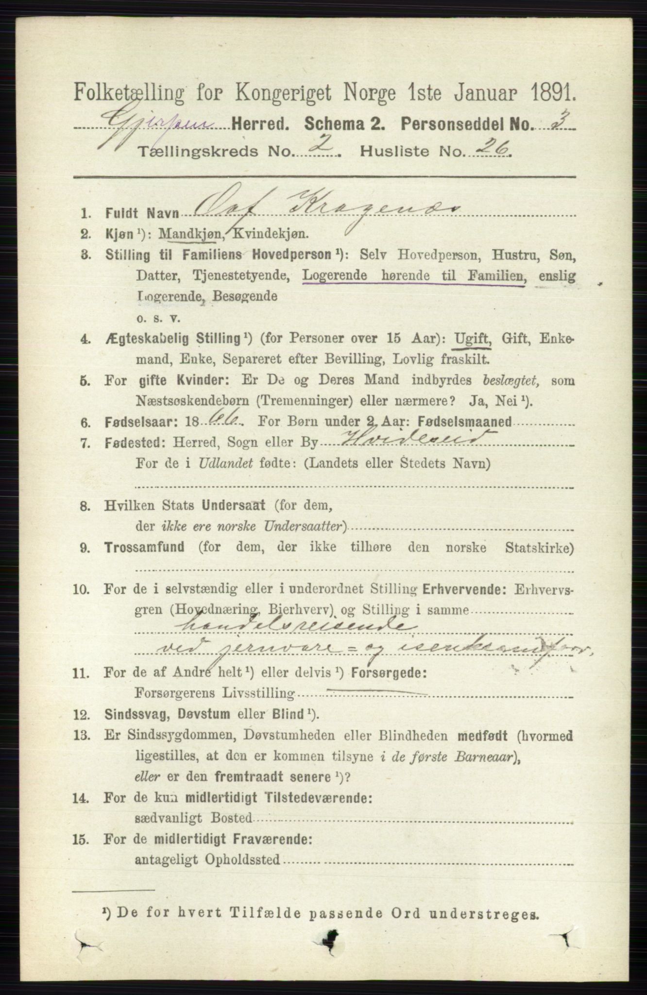 RA, 1891 census for 0812 Gjerpen, 1891, p. 929