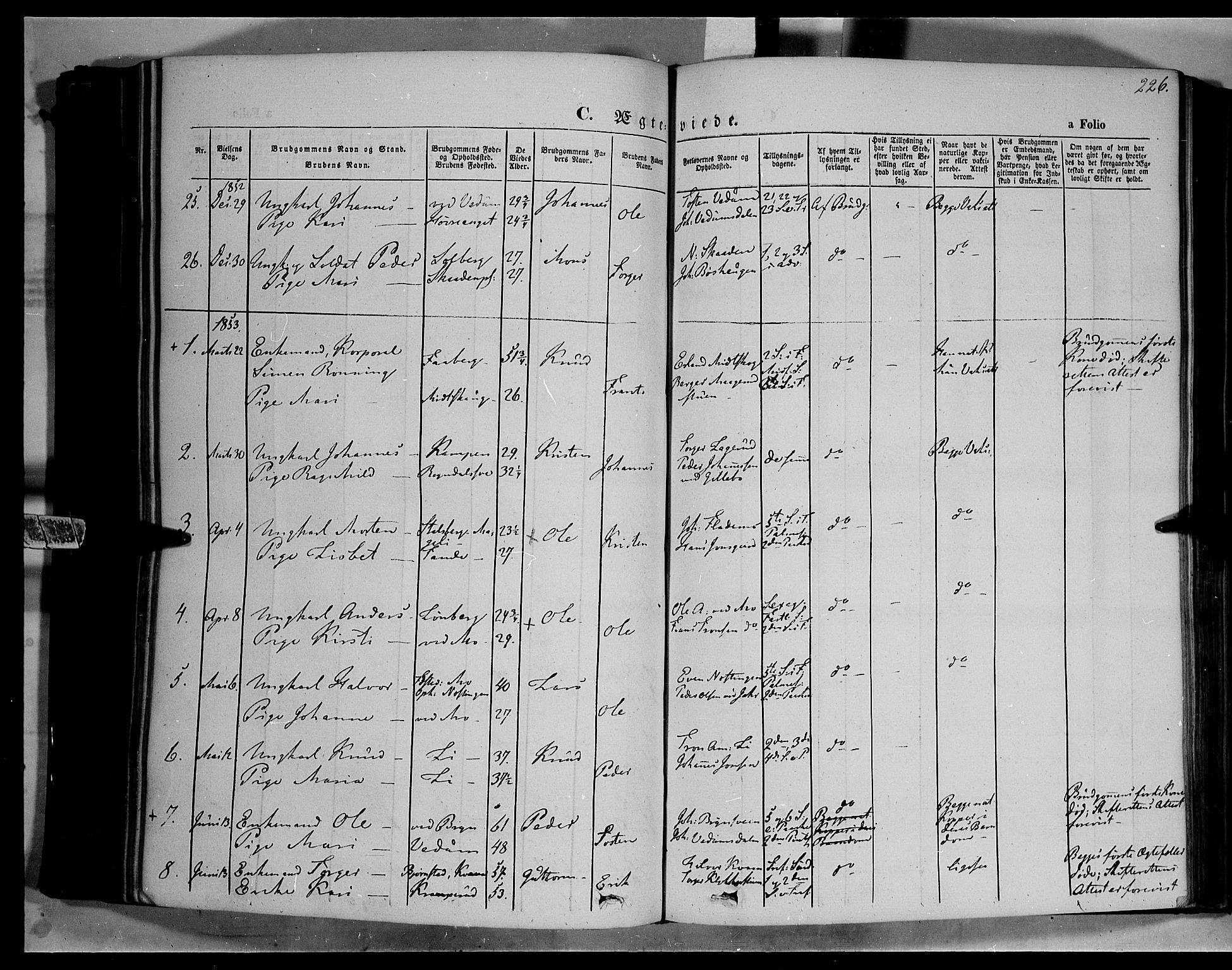 Øyer prestekontor, SAH/PREST-084/H/Ha/Haa/L0005: Parish register (official) no. 5, 1842-1857, p. 226