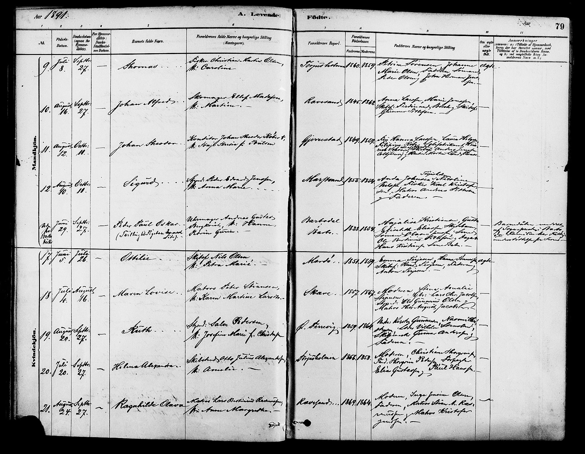 Tromøy sokneprestkontor, AV/SAK-1111-0041/F/Fa/L0009: Parish register (official) no. A 9, 1878-1896, p. 79