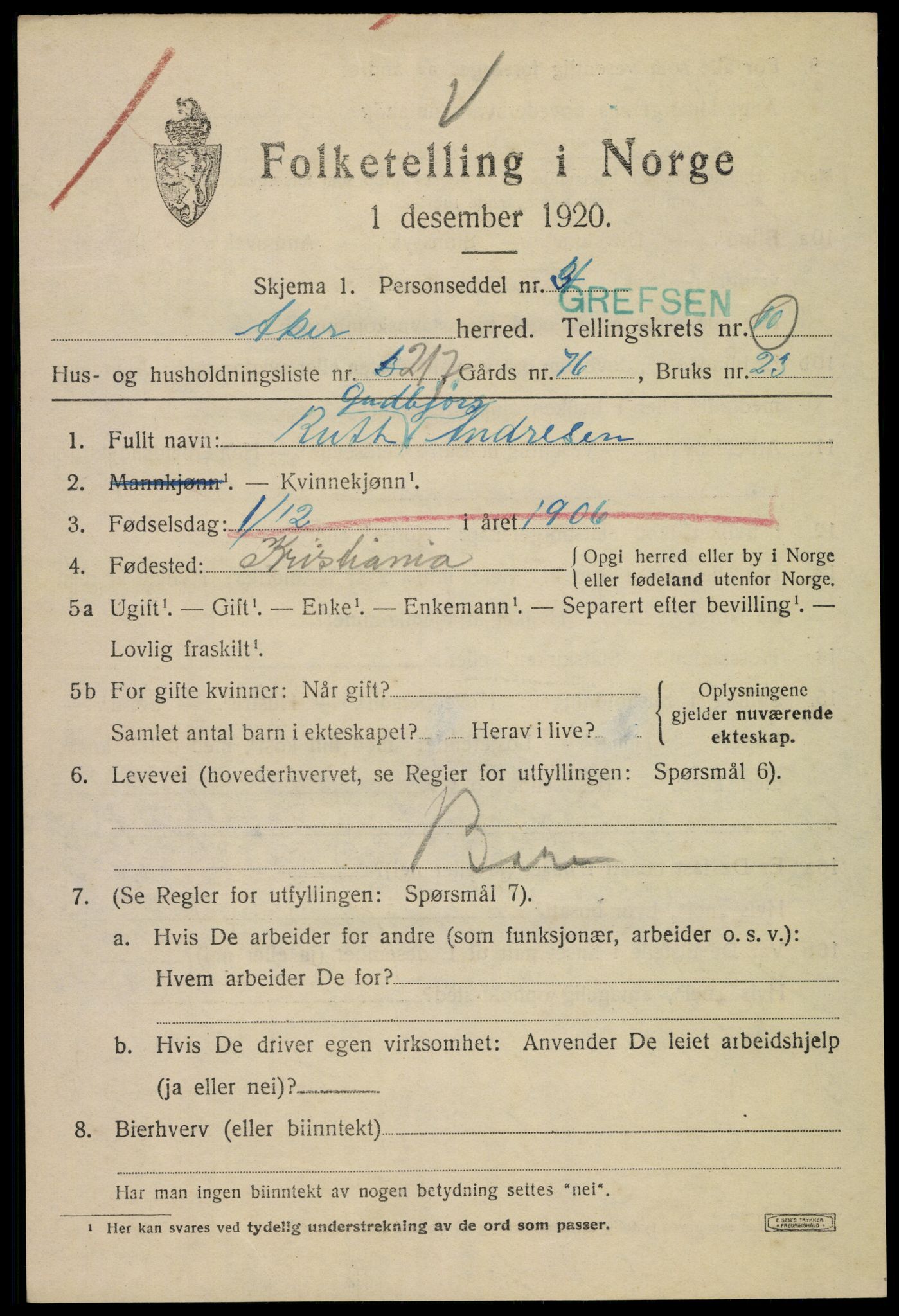 SAO, 1920 census for Aker, 1920, p. 68420