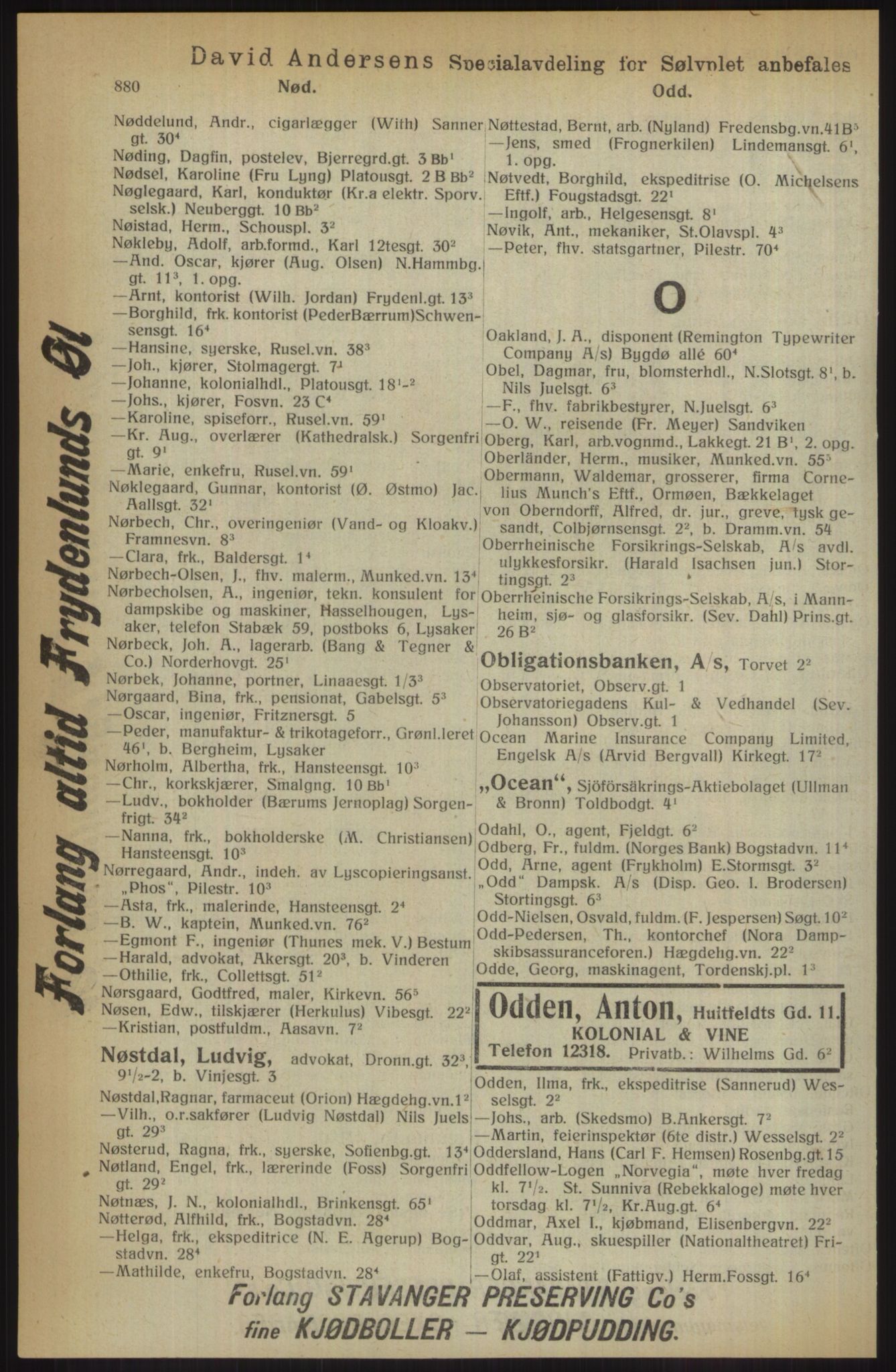 Kristiania/Oslo adressebok, PUBL/-, 1914, p. 880