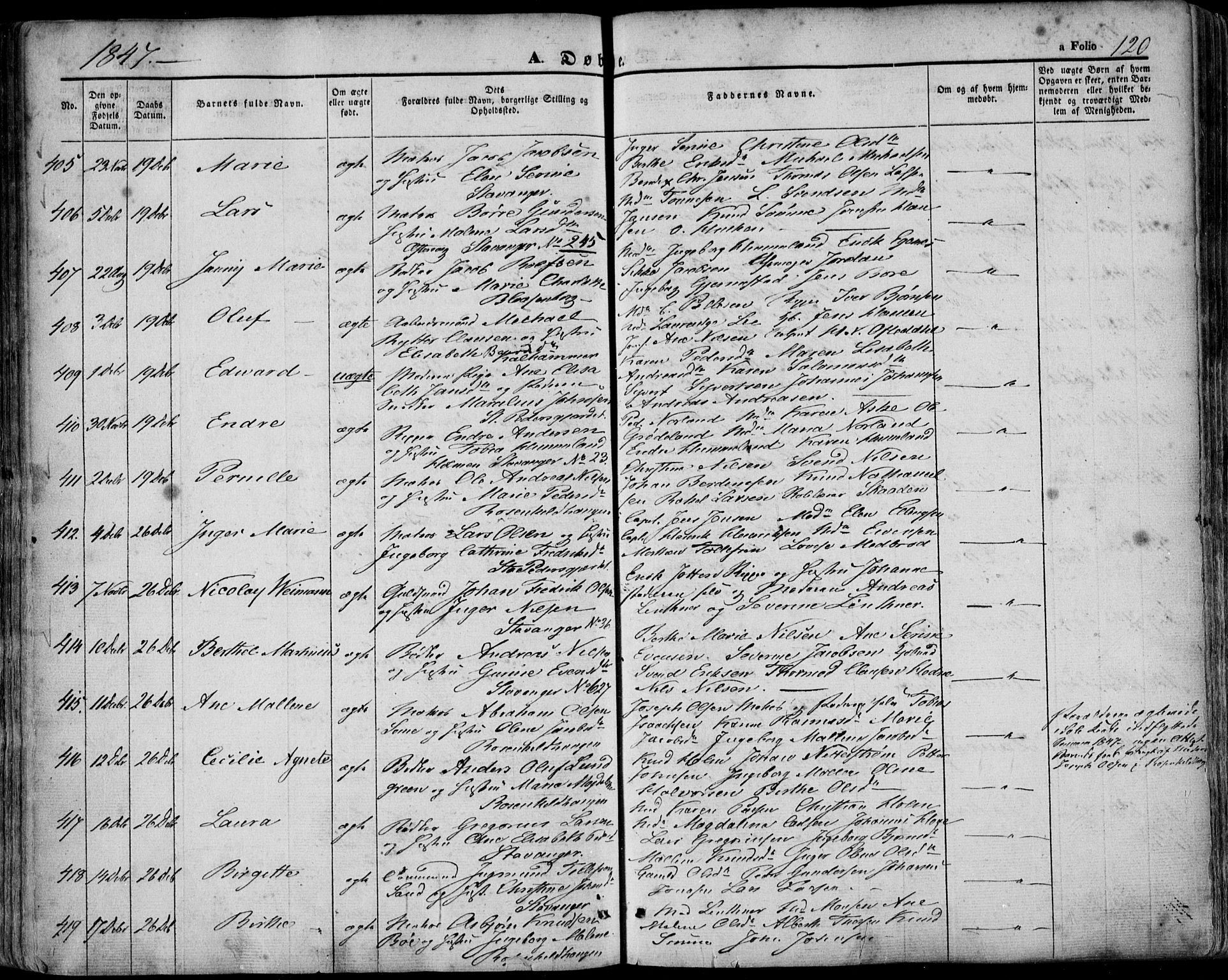 Domkirken sokneprestkontor, AV/SAST-A-101812/001/30/30BA/L0016: Parish register (official) no. A 15, 1844-1854, p. 120