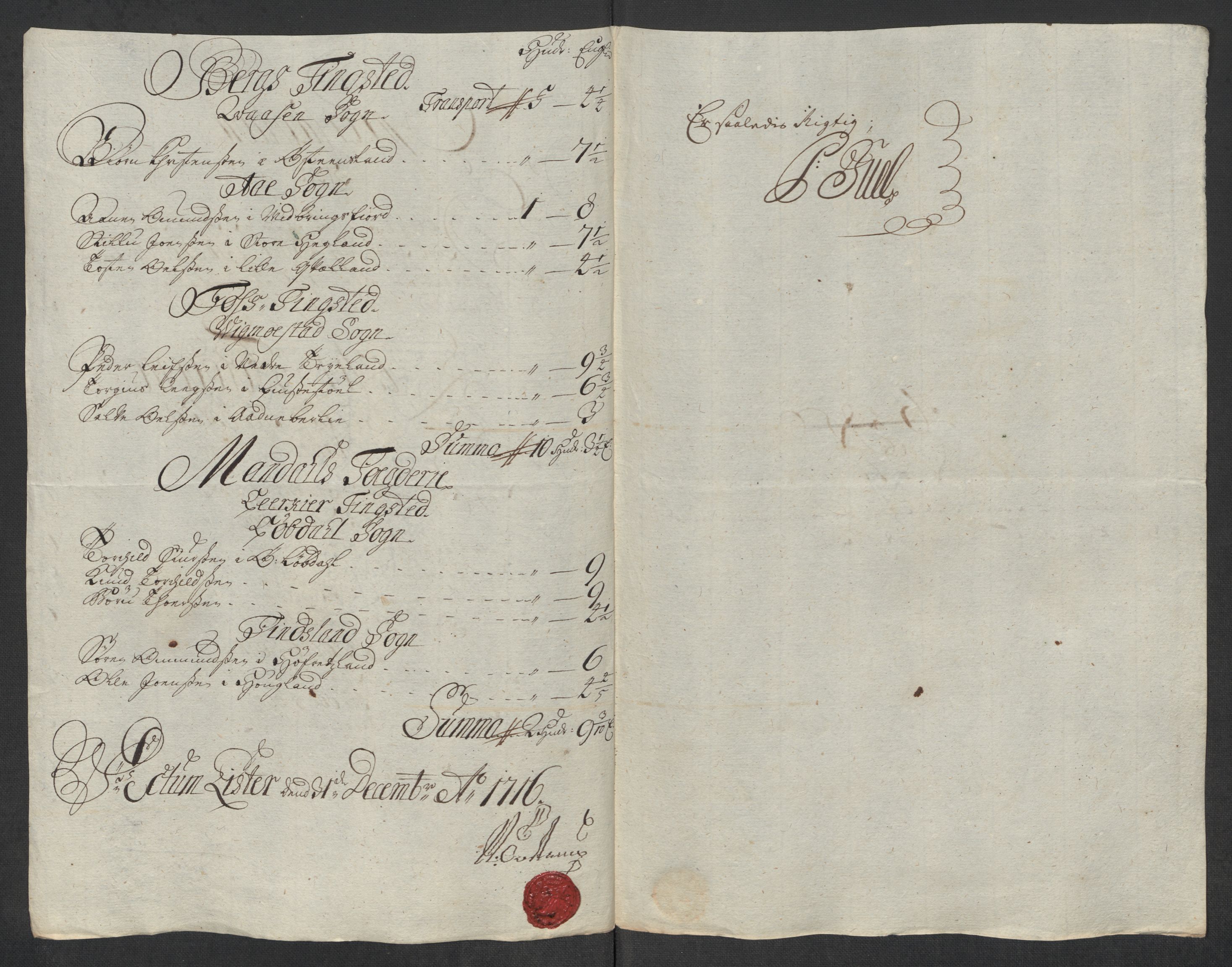 Rentekammeret inntil 1814, Reviderte regnskaper, Fogderegnskap, AV/RA-EA-4092/R43/L2560: Fogderegnskap Lista og Mandal, 1716, p. 152