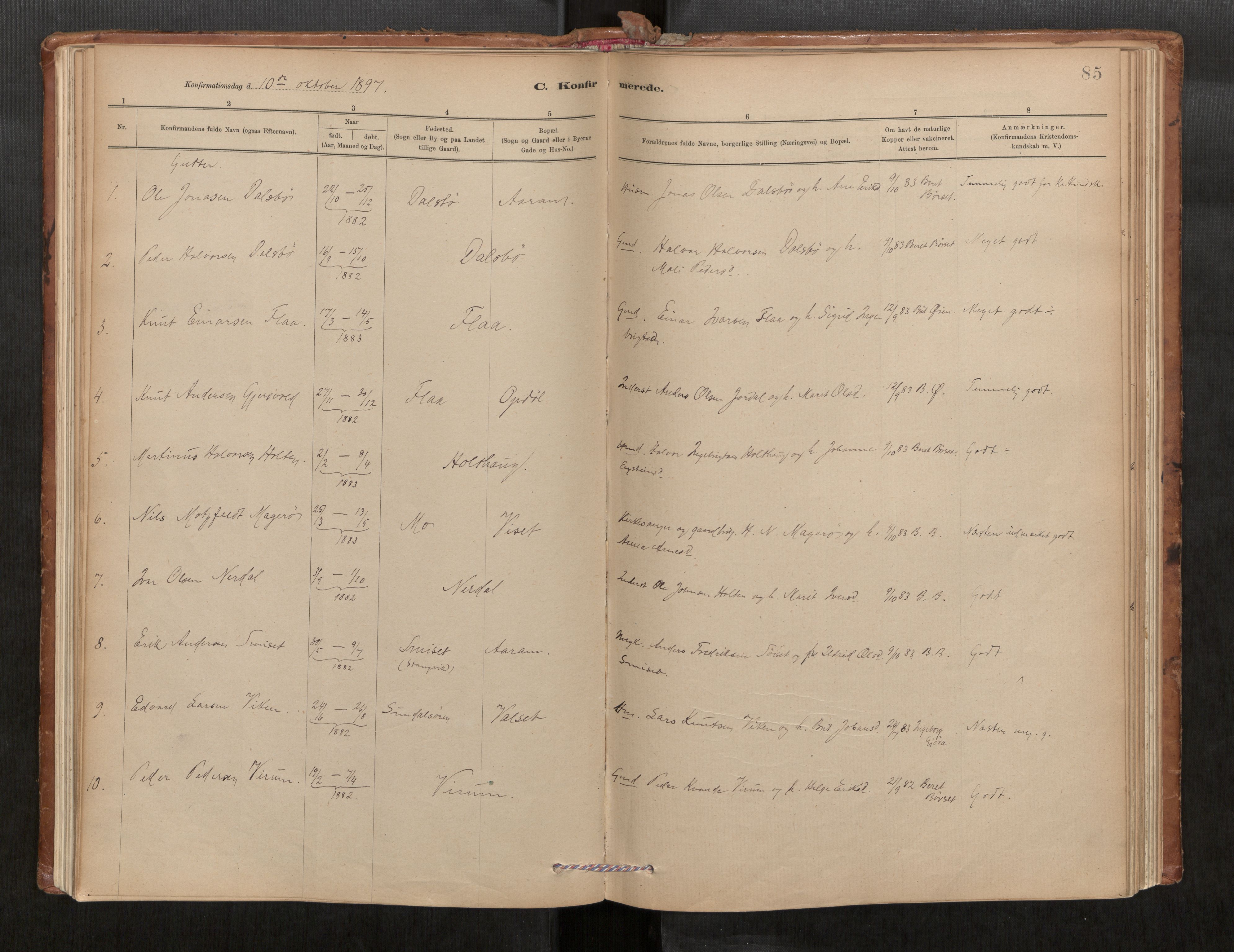 Parish register (official) no. 1, 1886-1908, p. 85