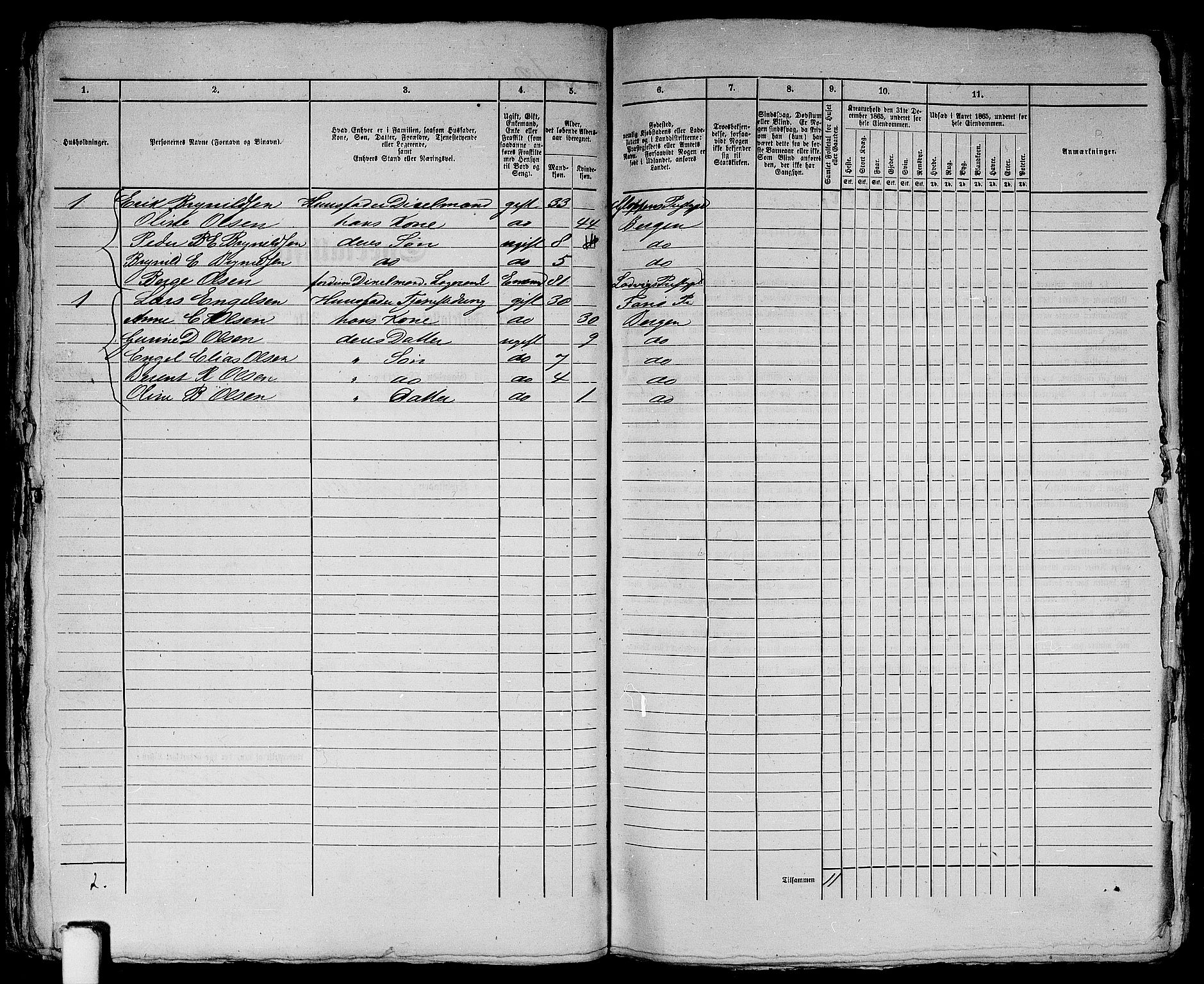 RA, 1865 census for Bergen, 1865, p. 127