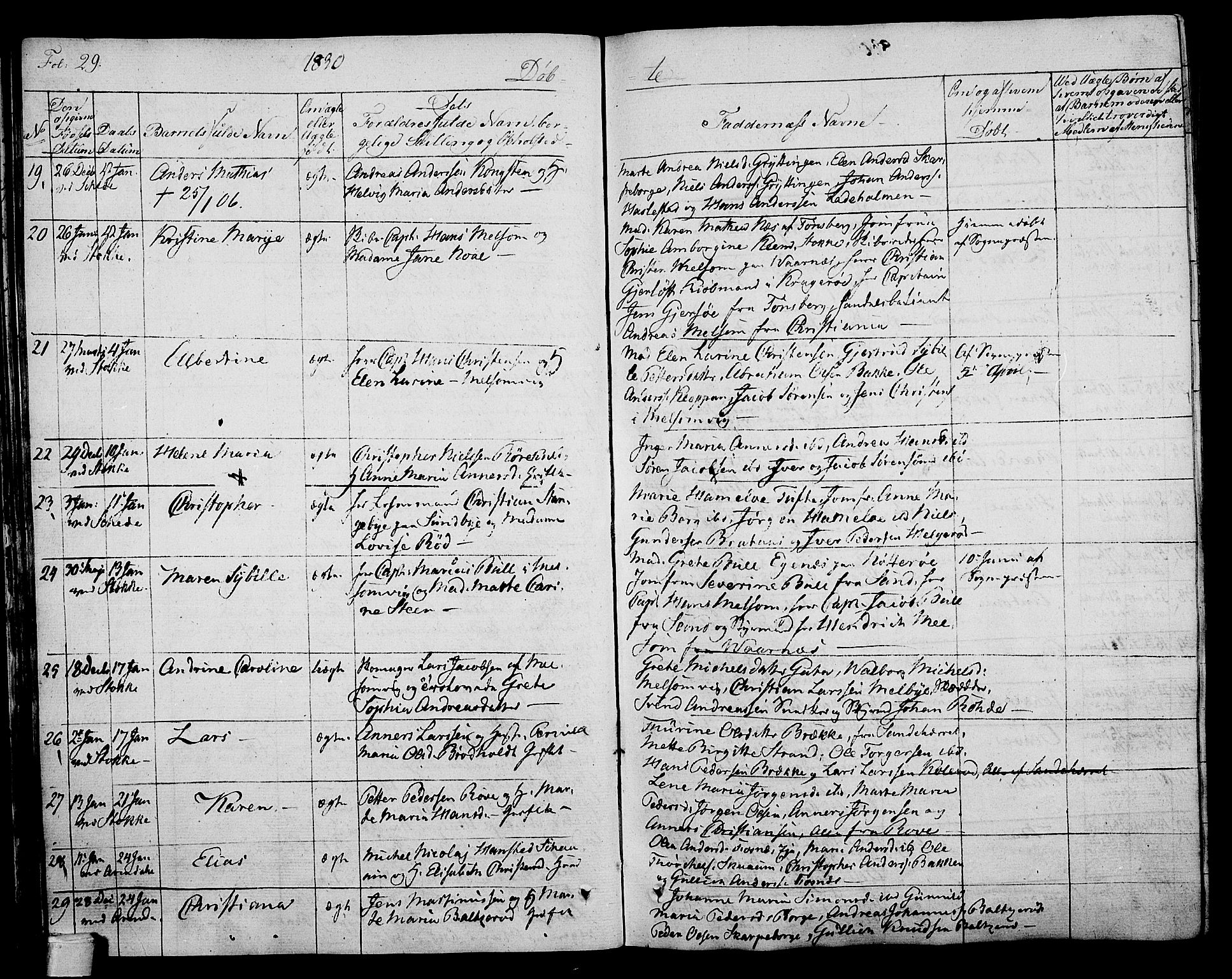 Stokke kirkebøker, AV/SAKO-A-320/F/Fa/L0006: Parish register (official) no. I 6, 1826-1843, p. 29