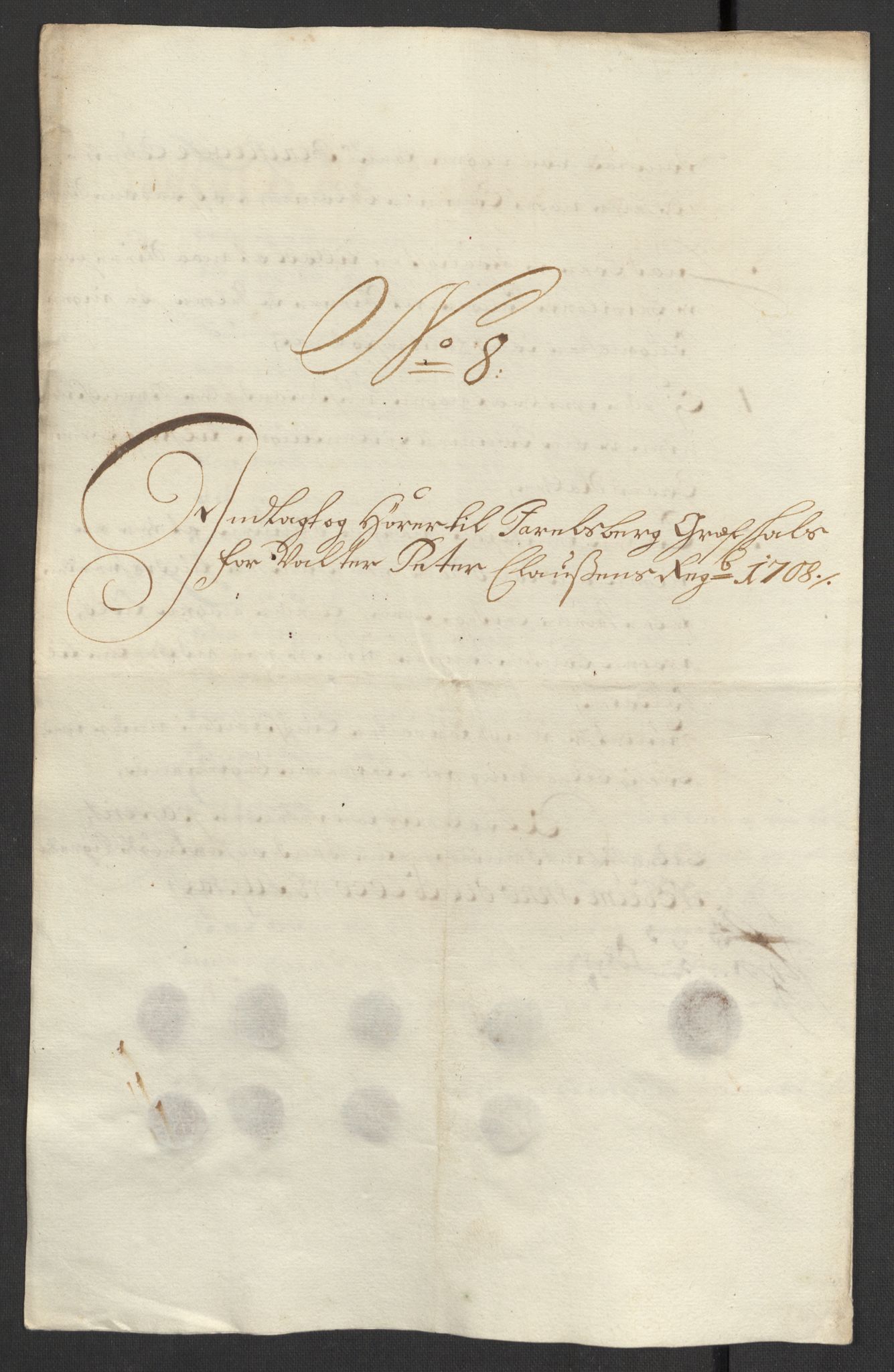 Rentekammeret inntil 1814, Reviderte regnskaper, Fogderegnskap, RA/EA-4092/R32/L1873: Fogderegnskap Jarlsberg grevskap, 1708, p. 138