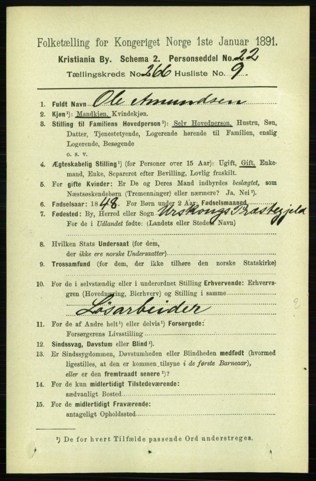 RA, 1891 census for 0301 Kristiania, 1891, p. 161415