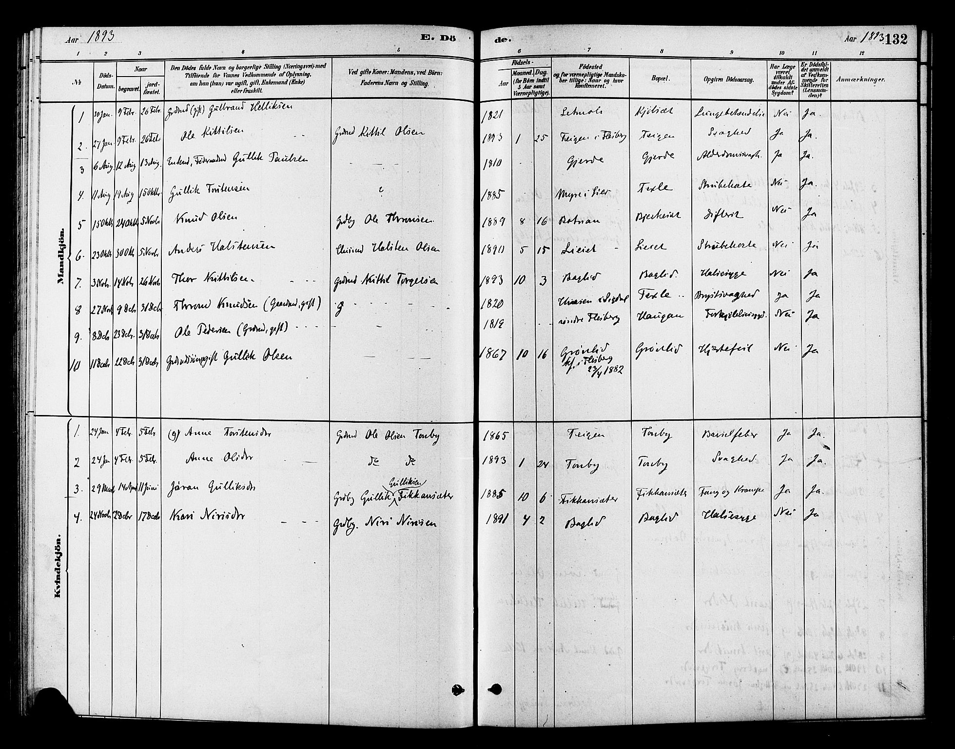 Flesberg kirkebøker, SAKO/A-18/F/Fc/L0001: Parish register (official) no. III 1, 1879-1905, p. 132