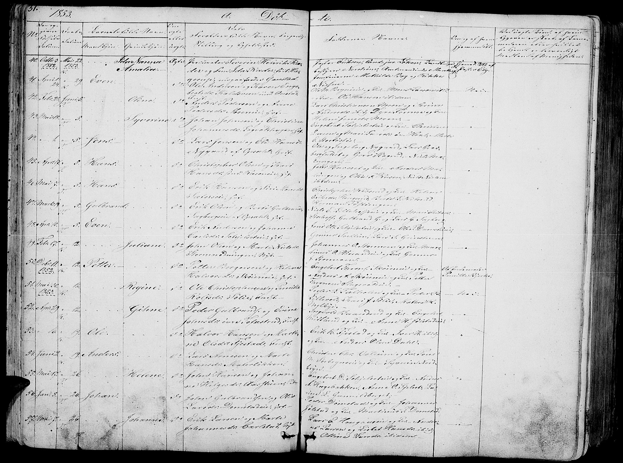 Romedal prestekontor, SAH/PREST-004/L/L0009: Parish register (copy) no. 9, 1846-1866, p. 51