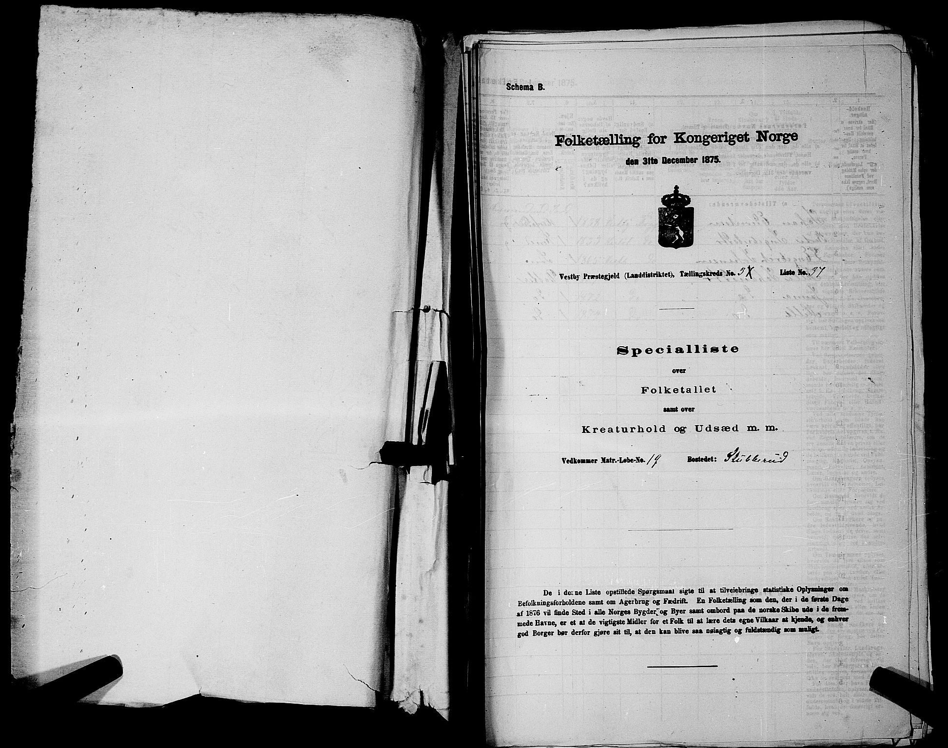 RA, 1875 census for 0211L Vestby/Vestby, Garder og Såner, 1875, p. 285