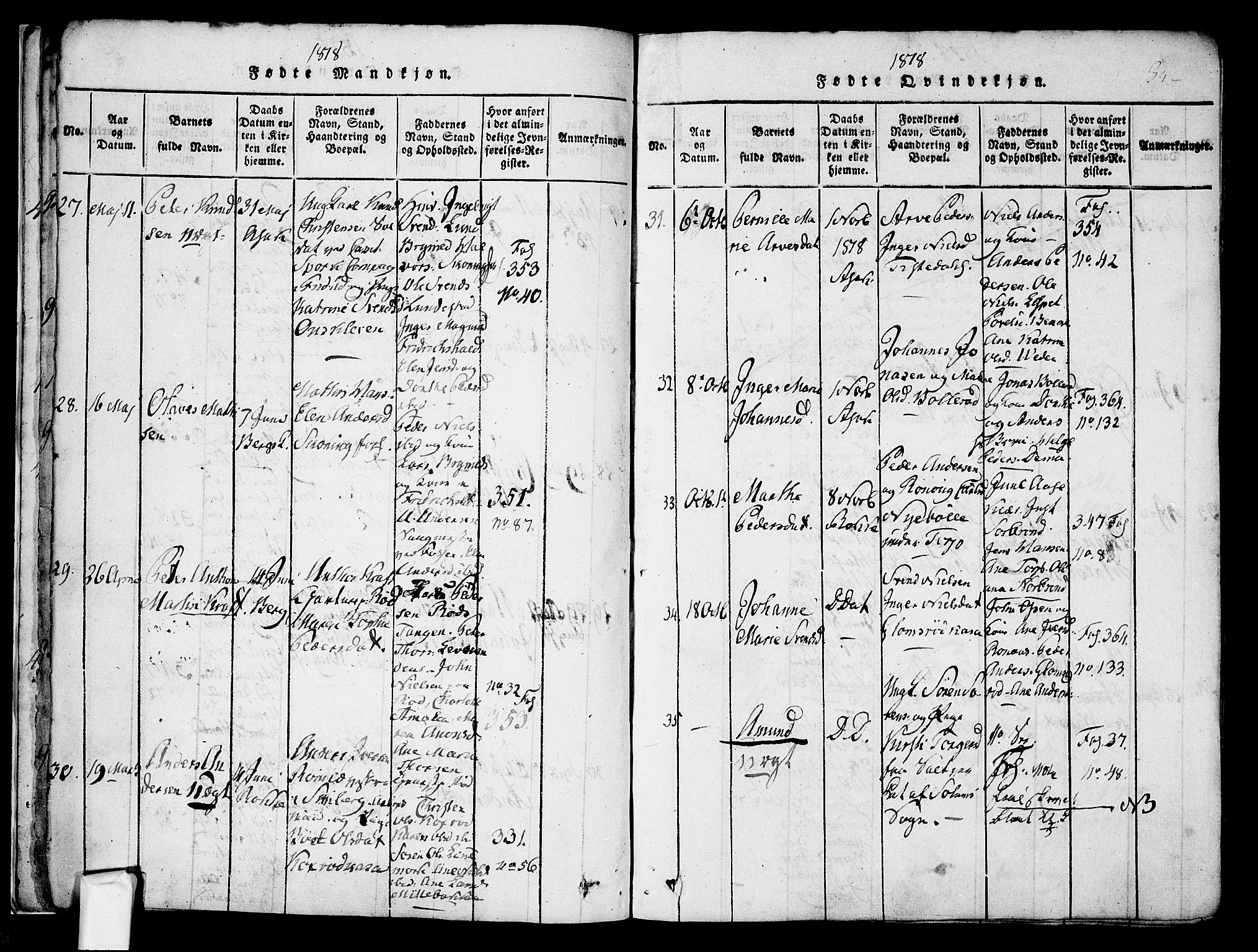 Berg prestekontor Kirkebøker, SAO/A-10902/F/Fa/L0002: Parish register (official) no. I 2, 1815-1831, p. 34