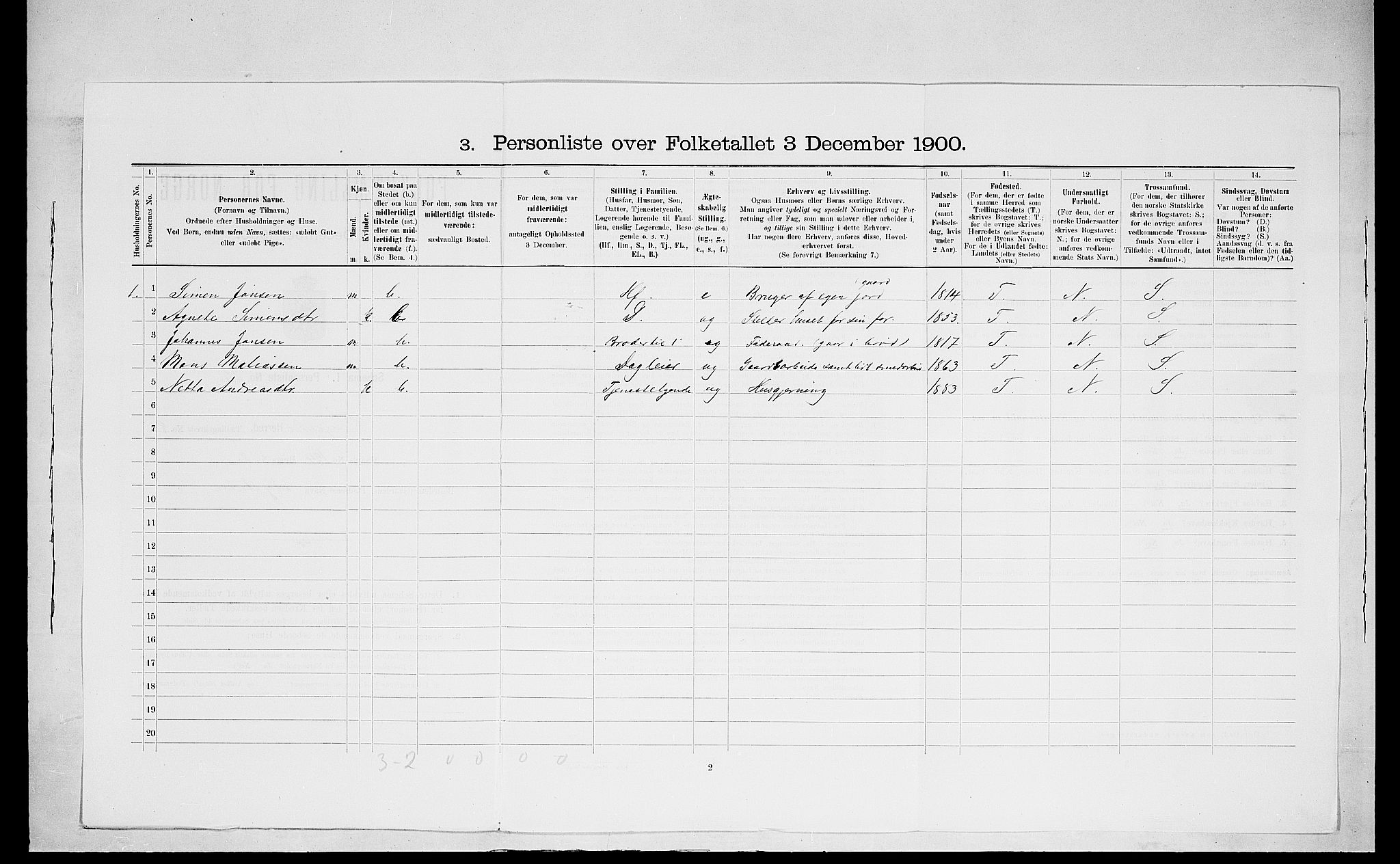 SAH, 1900 census for Ringsaker, 1900, p. 1587